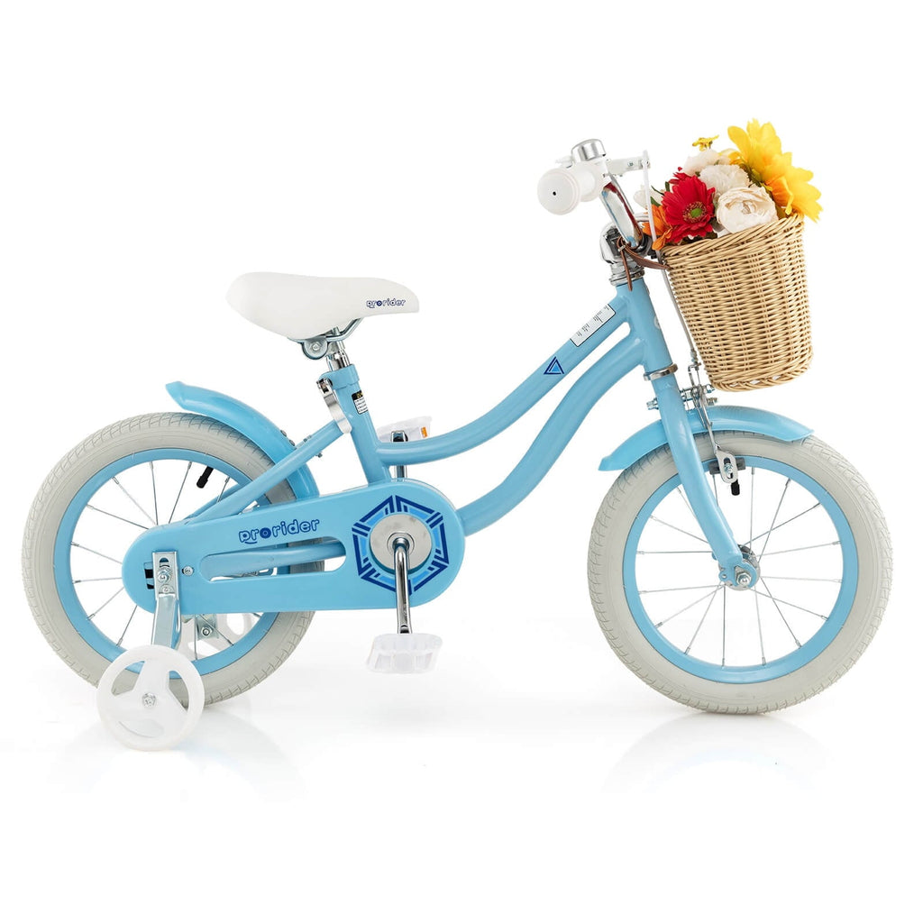 Costway 14 Kid's Bike with Training Wheels Adjustable Handlebar Seat Handbrake Pink