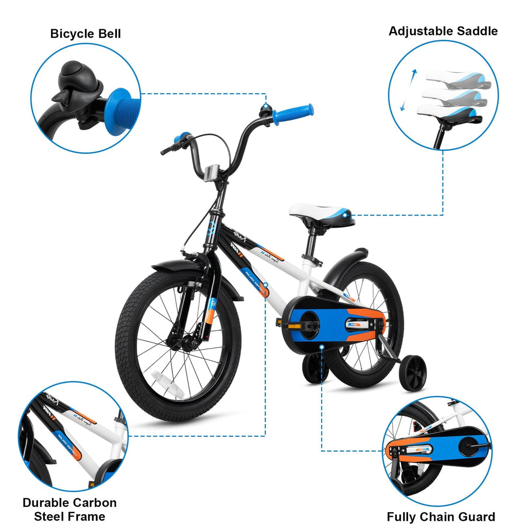Hykolity Kids Bike, 16 Inch Children Bicycle for Boys & Girls Ages 4-6 Years Old, Rider Height 38-48 Inch, Sport Bike BMX Freestyle Handlebar Black Green