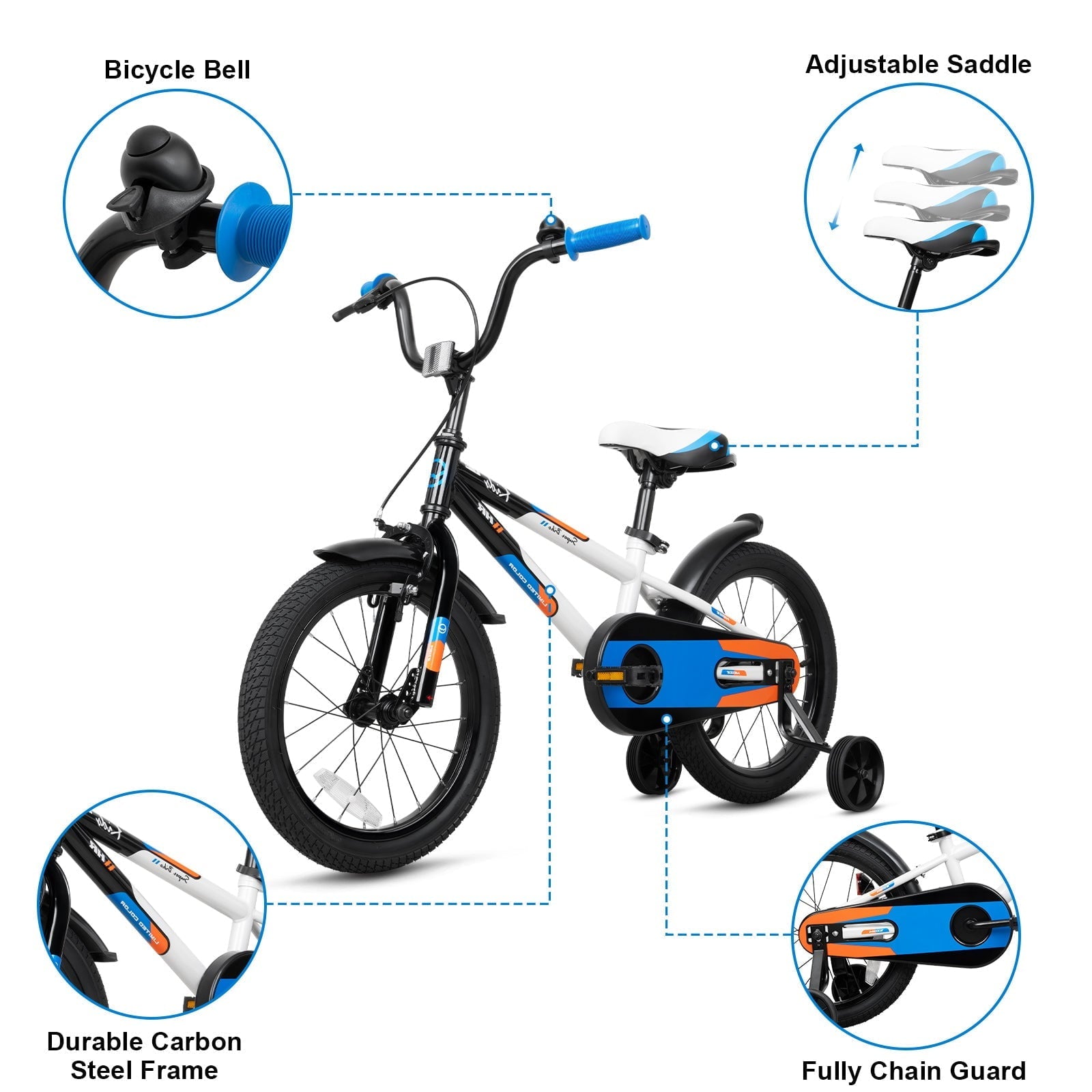 Hykolity Kids Bike, 16 Inch Children Bicycle for Boys & Girls Ages 4-6 Years Old, Rider Height 38-48 Inch, Sport Bike BMX Freestyle Handlebar Black Green