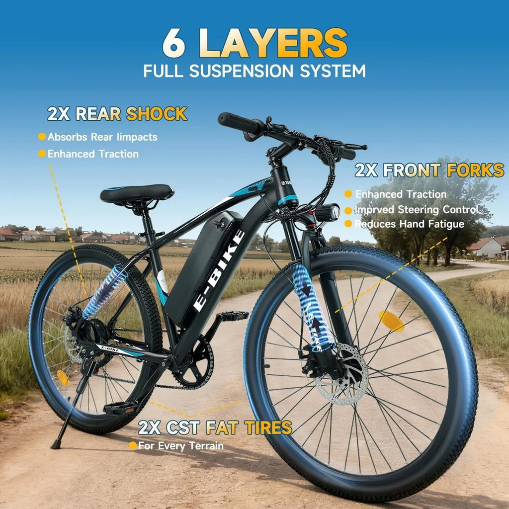 Electric Bicycle for Adults, 750W Peak 1000W Motor E Mountain Bike, 26in 45Miles 25MPH 7 Speed Commuting ebike with 432Wh, UL 2849