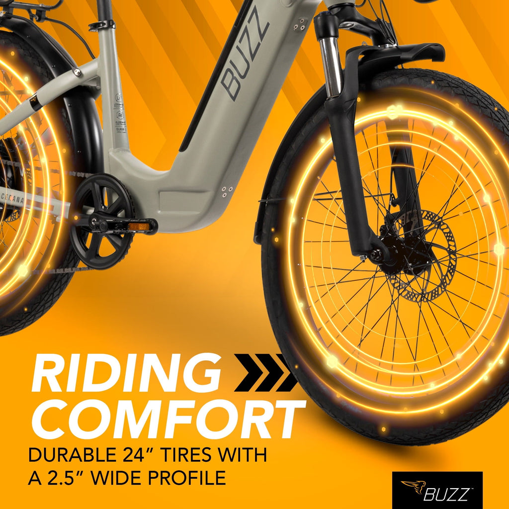 Buzz 24 Cerana 2 48V Electric Bike, Fits Riders 60+, Moss Green, Adult, Unisex