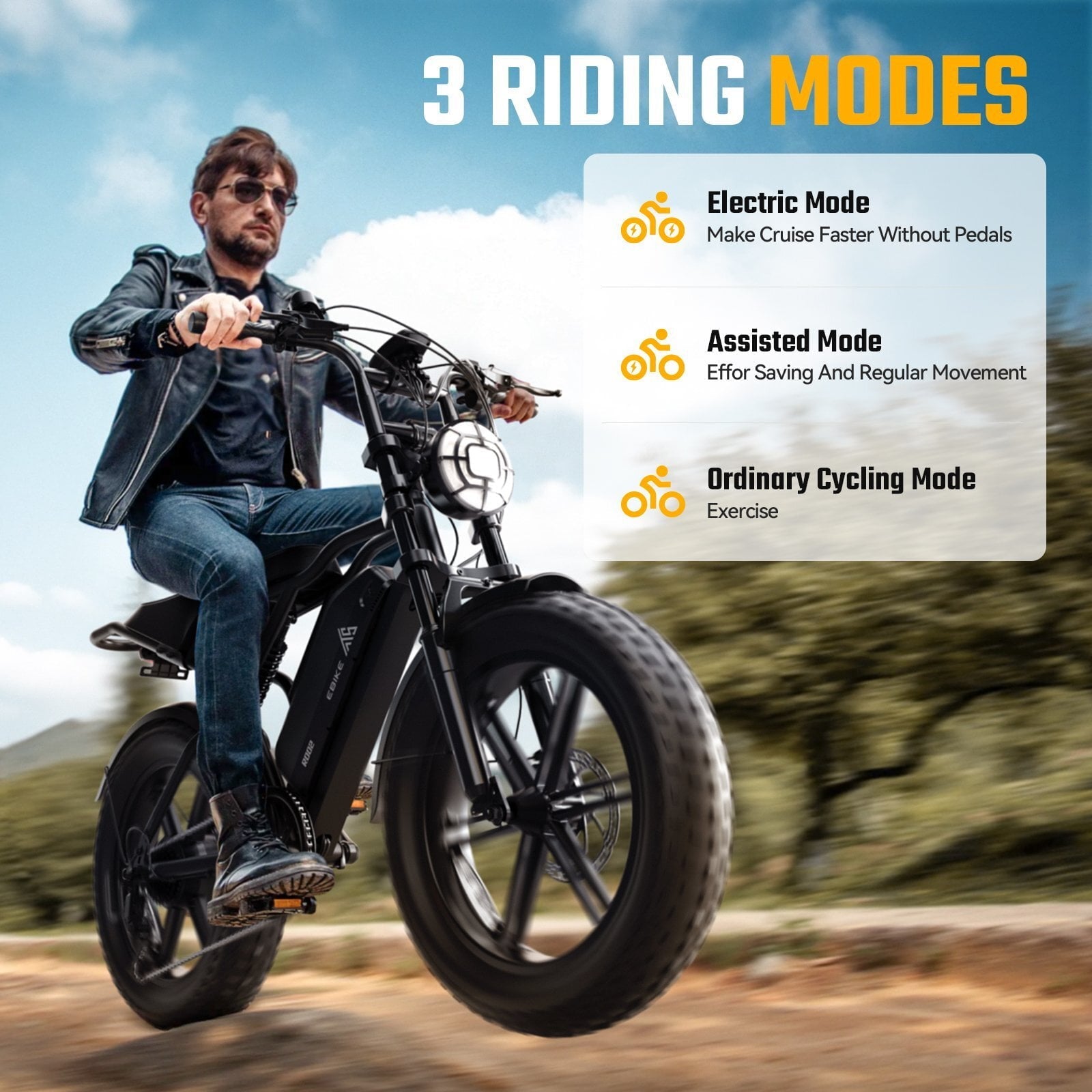 TST Electric Bike for Adults, 750W Peak 1500W Motor, 20x4 Fat Tire, E Mountain Bike, 48V/15AH UL2849