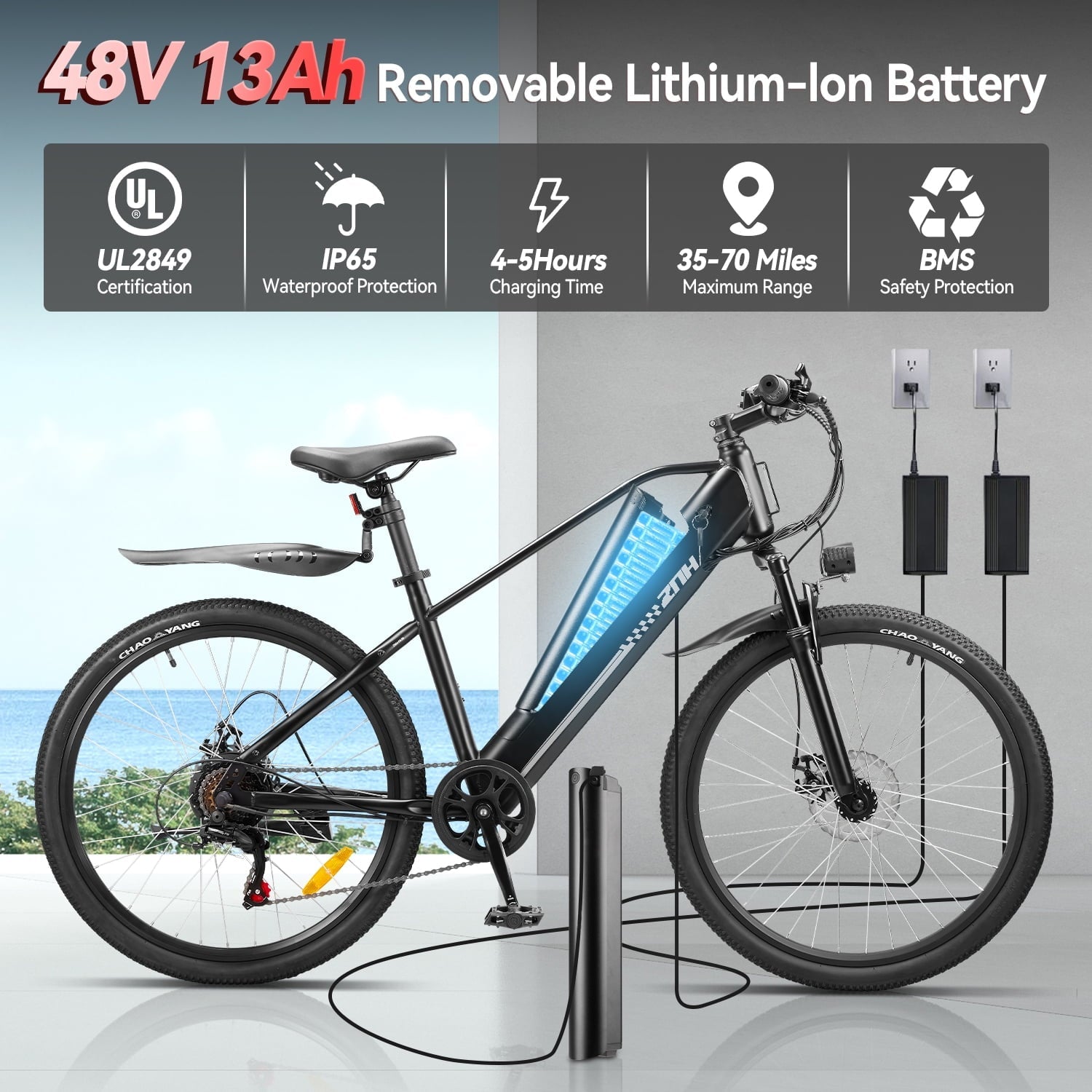 ZNH 1000W Electric Bike for Adults|26''Ebike 48V 13Ah Removable Battery Electric Mountain Bike|7 Speed|UL2849 Certified|Black