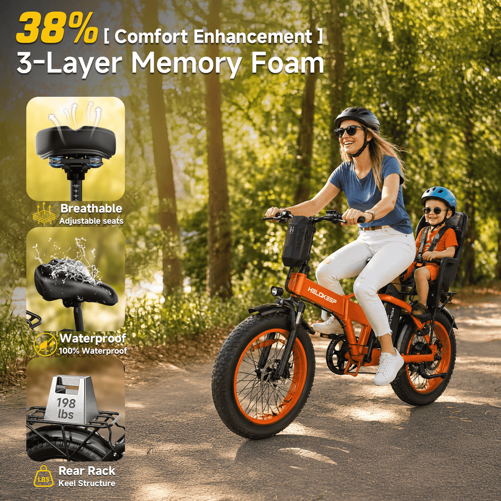 1500W Peak Folding Electric Bike for Adults, 48V 25Ah UL 2849 Certified Battery, 20x4 Fat Tire E-Mountain Bicycle, Shimano 7-Speed, Rear Rack, Up to 30MPH, Black