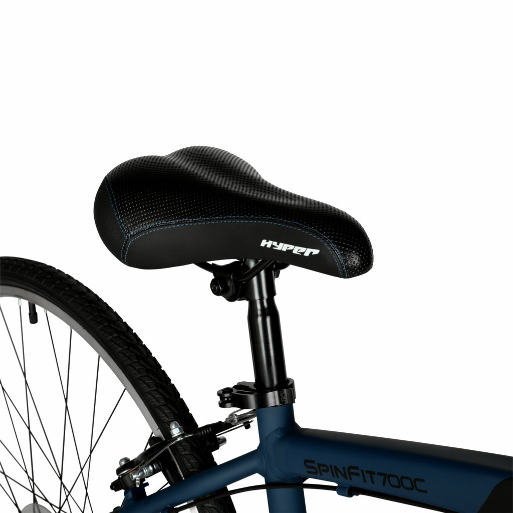 Hyper Bicycles 700c Men's Spin Fit Hybrid Bike, Adults Ages 14+, Black/Blue