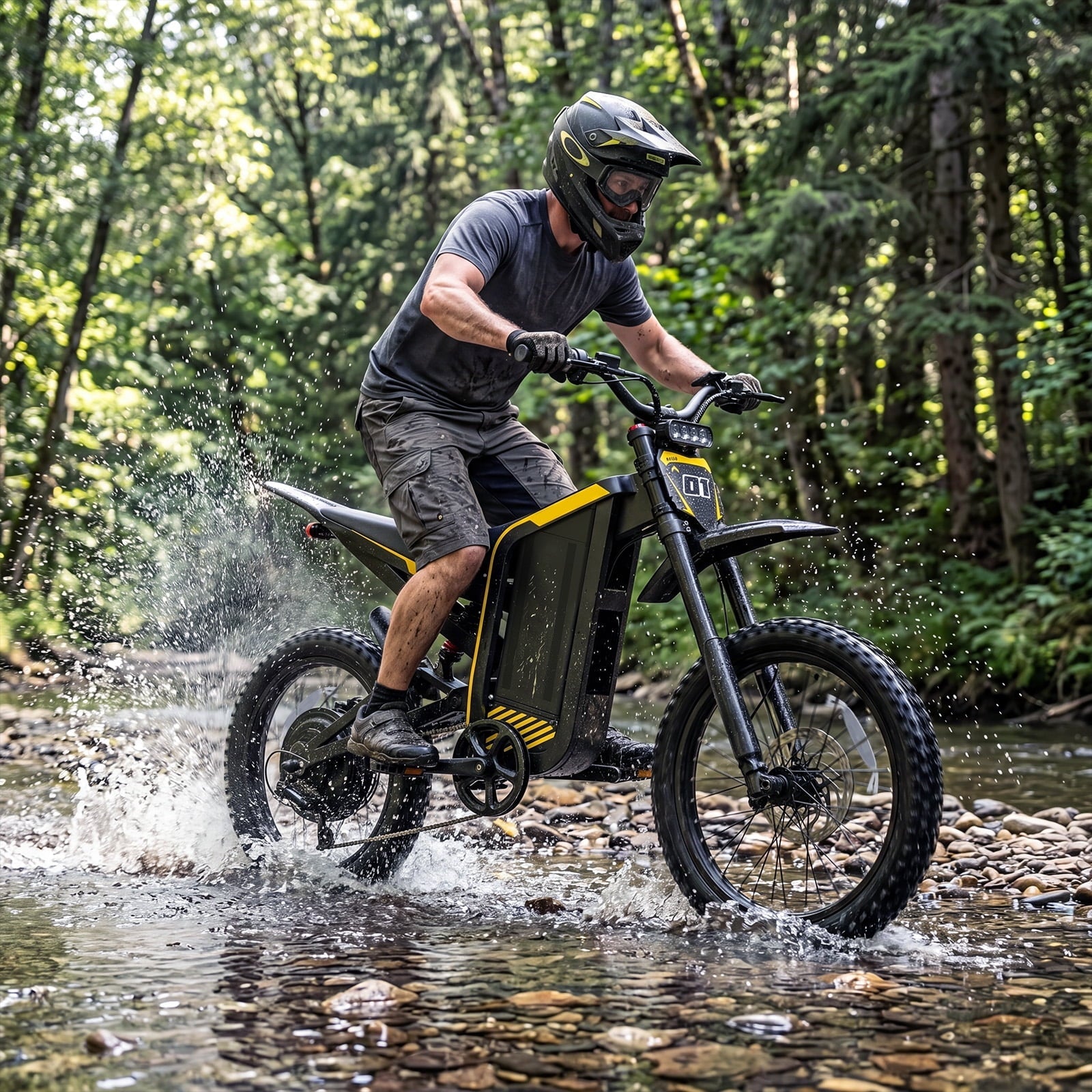 YareYi Electric Dirt Bike for adults, 4000W Peak Motor Electric Motorcycle 40 mph, 52V 30Ah Battery, 19/17 All Terrain Motorized Dirt Bikes, Dual Hydraulic Brakes