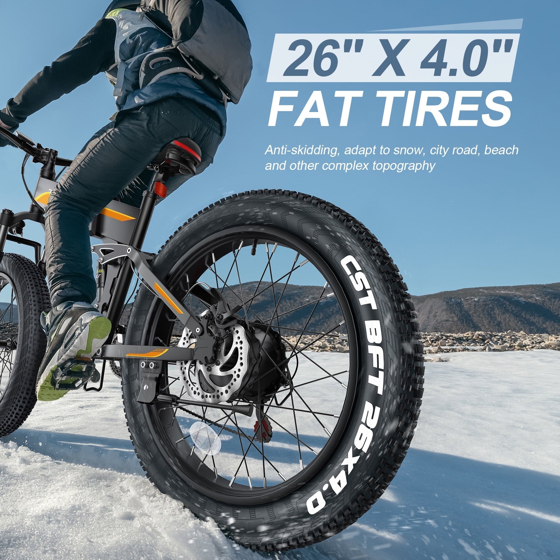 TotGuard 26x4 Electric Bike, Fat Tire 500W Ebike, Foldable Electric Bicycles E Bikes for Adults Electric 48V 10Ah Battery, Dual Shock Absorber, Lockable Fork UL2849