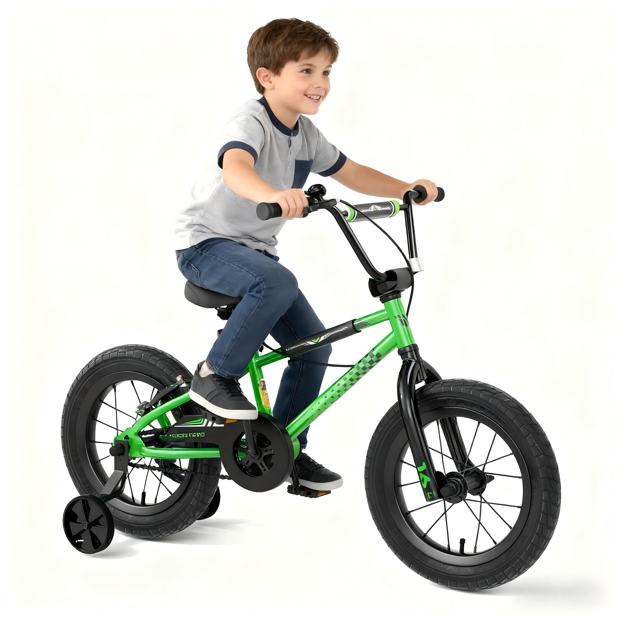 Korimefa Kids Bike, 14 inch Boys Bike BMX Style Bicycle with Training Wheels Coaster Brake for 4 5 6 7 Years Old Toddlers Boys , Blue