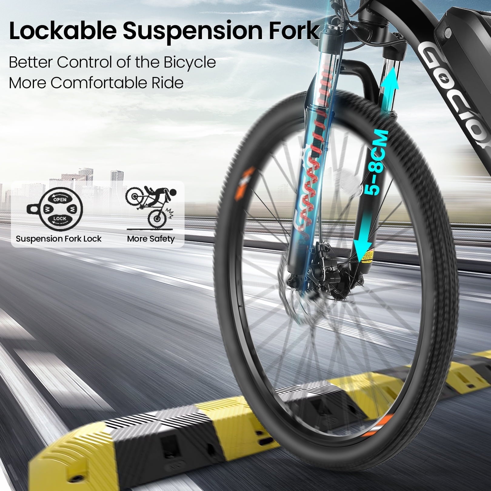 Gocio 26 Electric Bike, 350W Electric Bike for Adults 19.8MPH Electric Mountain Bike, LCD, Lockable Suspension Fork, 374.4Wh 36V Battery UL2849 Certified, 21-Speed E-Bikes Adult Electric Bicycle