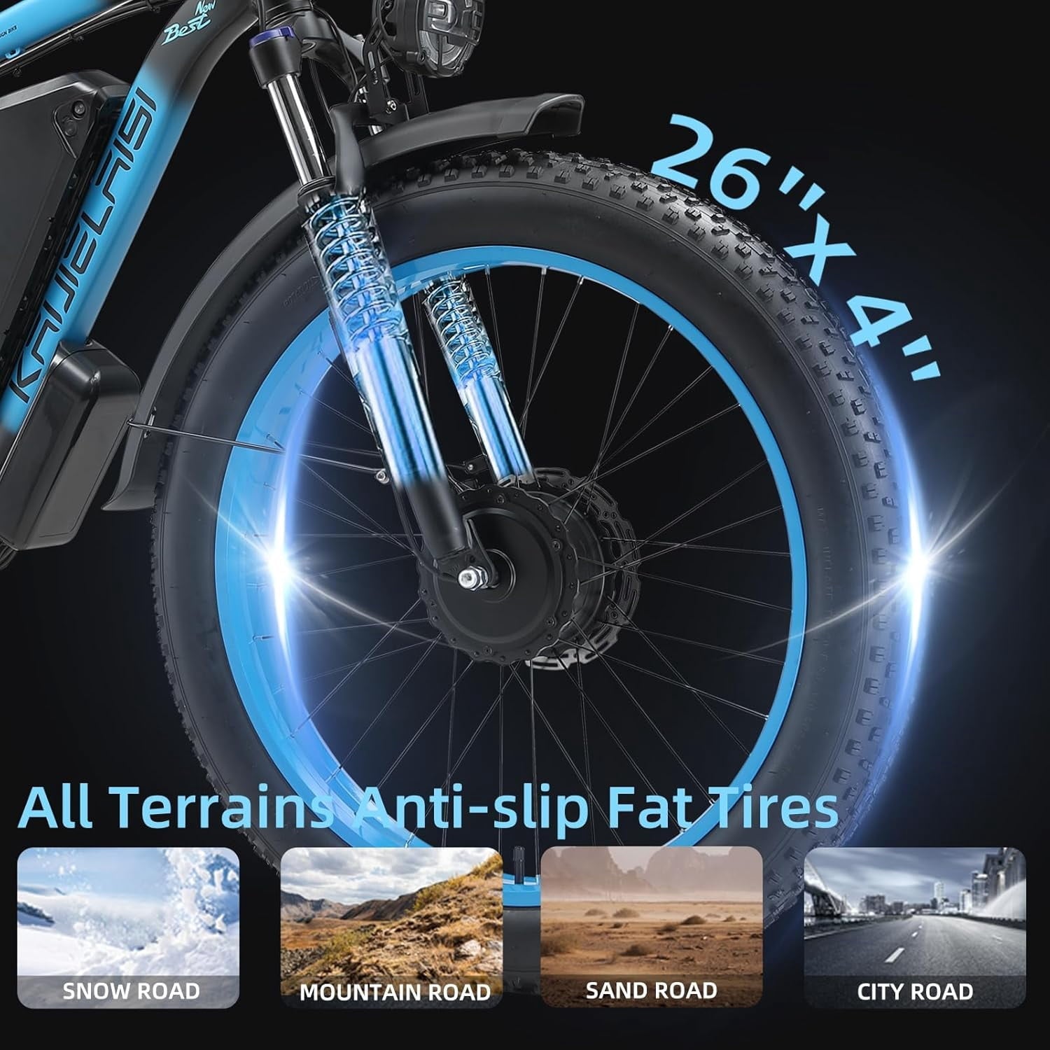 KETELES Adults Dual Motor Electric Bike, Peak 4000W 26 Inch Fat Tire Electric Mountain Bike, 48V 22.4AH Removable Battery, Dual Hydraulic Brakes 21-Speed Ebike