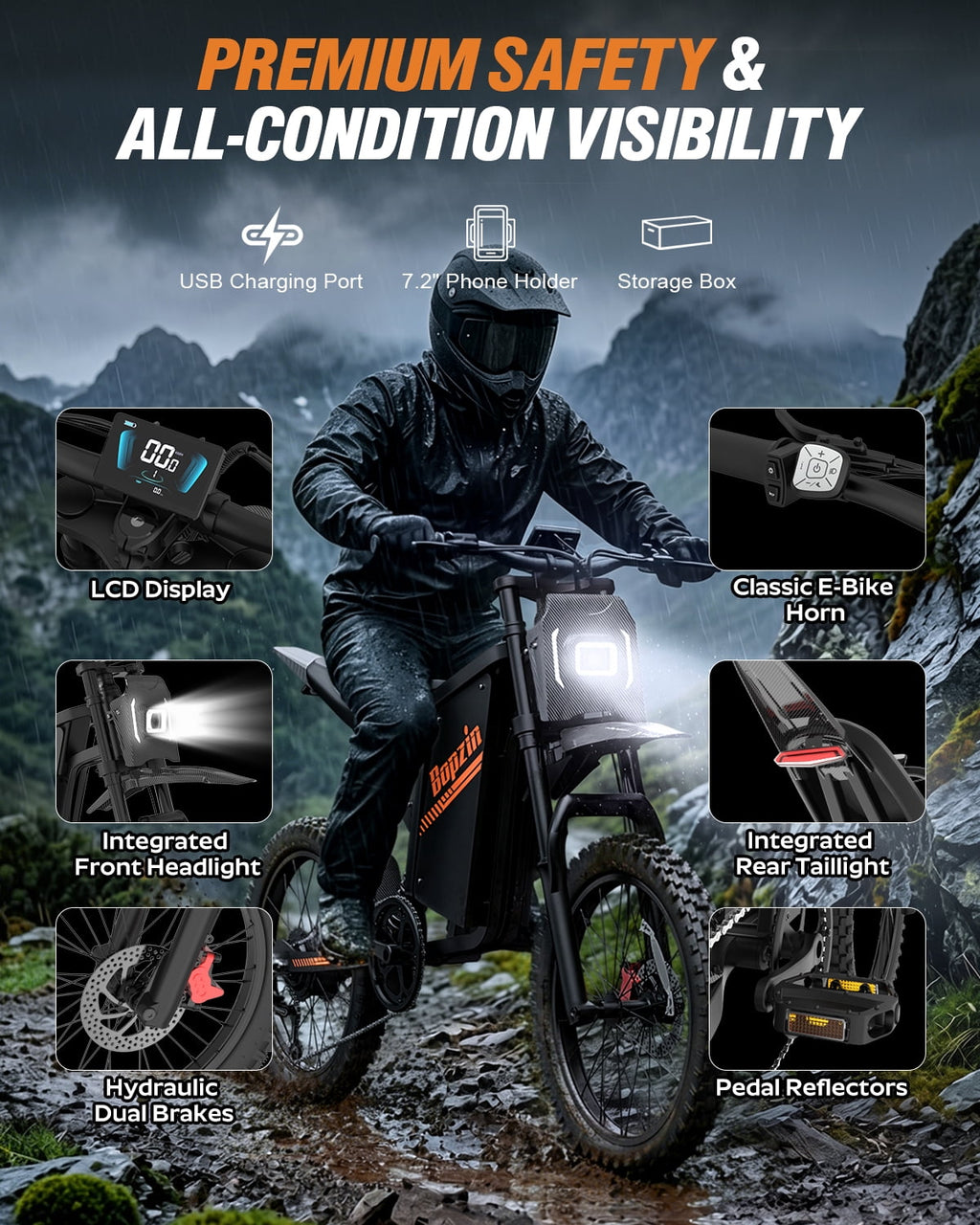 Electric Bike for Adults,1500W 35MPH,48V 20AH 30-80 Miles,20'' Fat Tire Mountain Bike with Rear Rack UL2849
