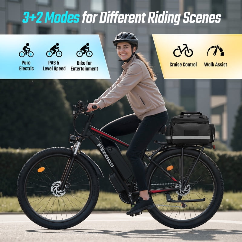 FENGQS 27.5 Electric Bike for Adults, 2000W Peak Power Motor Ebike, 35MPH 80Miles Electric Mountain Bike with 17.5AH Removable Battery-UL 2849, 21-Speed, White
