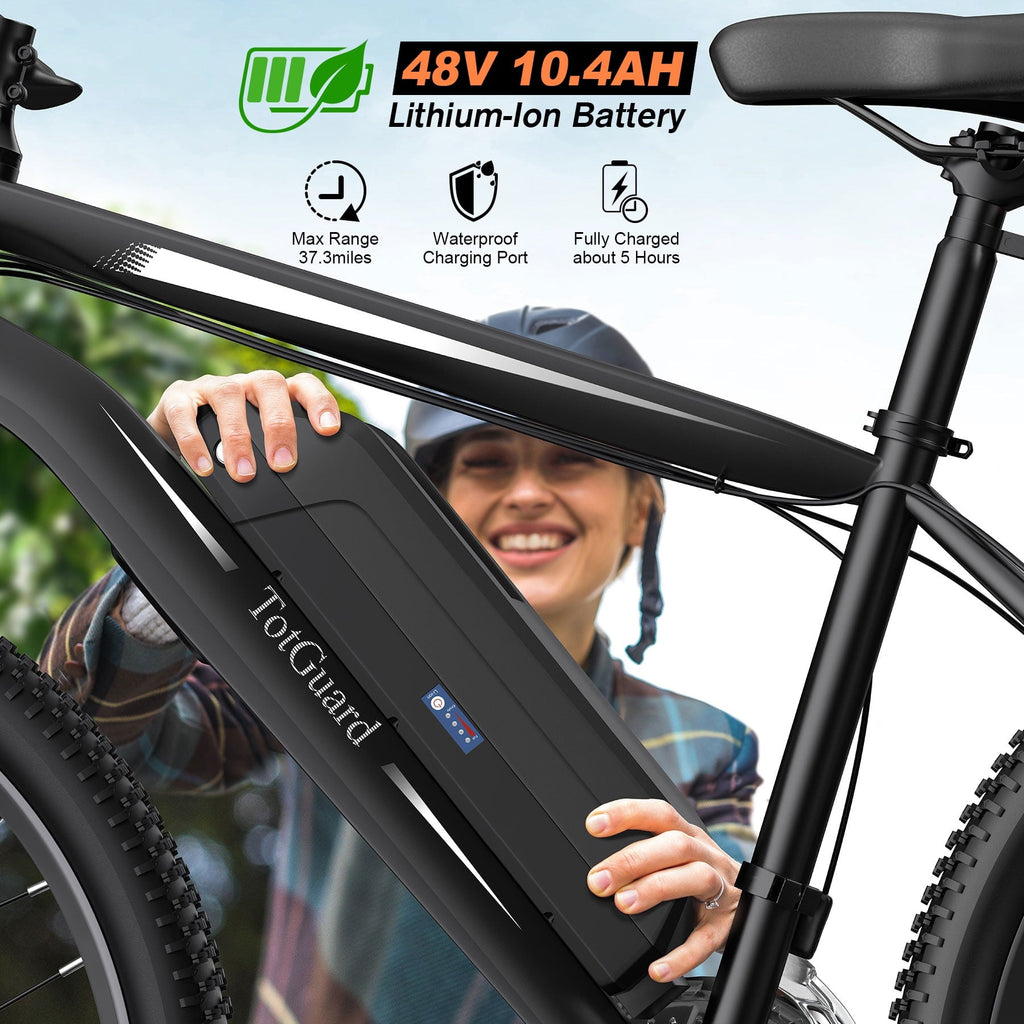 TotGuard Electric Bike for Adults 27.5 E-Bike with 500W Motor, Electric Mountain Bike with 48V 10Ah Battery, Lockable Suspension Fork, Shimano 21 Speed Gears UL2849