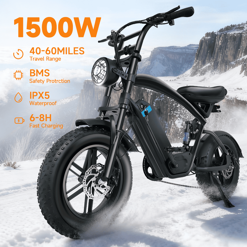 1500W Peak Electric Bike for Adults, 30MPH Electric Bike, 16 Fat Tire E-Mountain Bikes, Dual Suspension Ebike, Removable 48V 13Ah Battery, 7-Speed, UL 2849