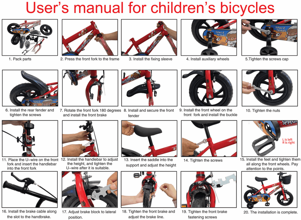 12 inch Kids Bike with Training Wheels, Children Bike with Adjustable Handlebar, Kids Bicycle for Boys Girls Toddlers Age 3-5, 2-in-1 Red Toddler Bike
