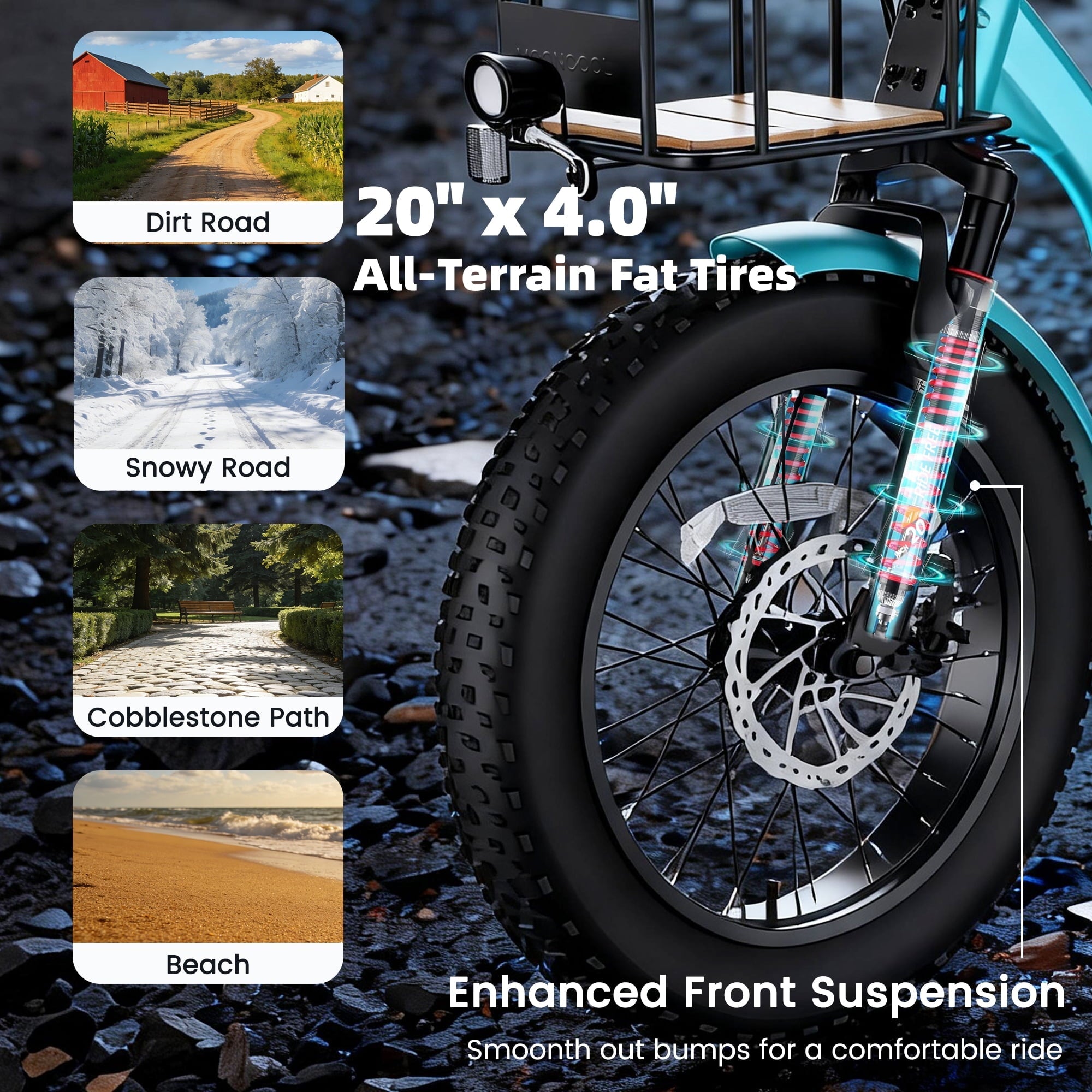 MOONCOOL Folding Electric Tricycle for Adults, 20 x 4 Fat Tire Electric Trike, 48V Peak 1092W  Electric Bicycle, 3 Wheels 7 Speed Ebike w/ 14.5Ah Removable Battery& Speed Differential Mechanism