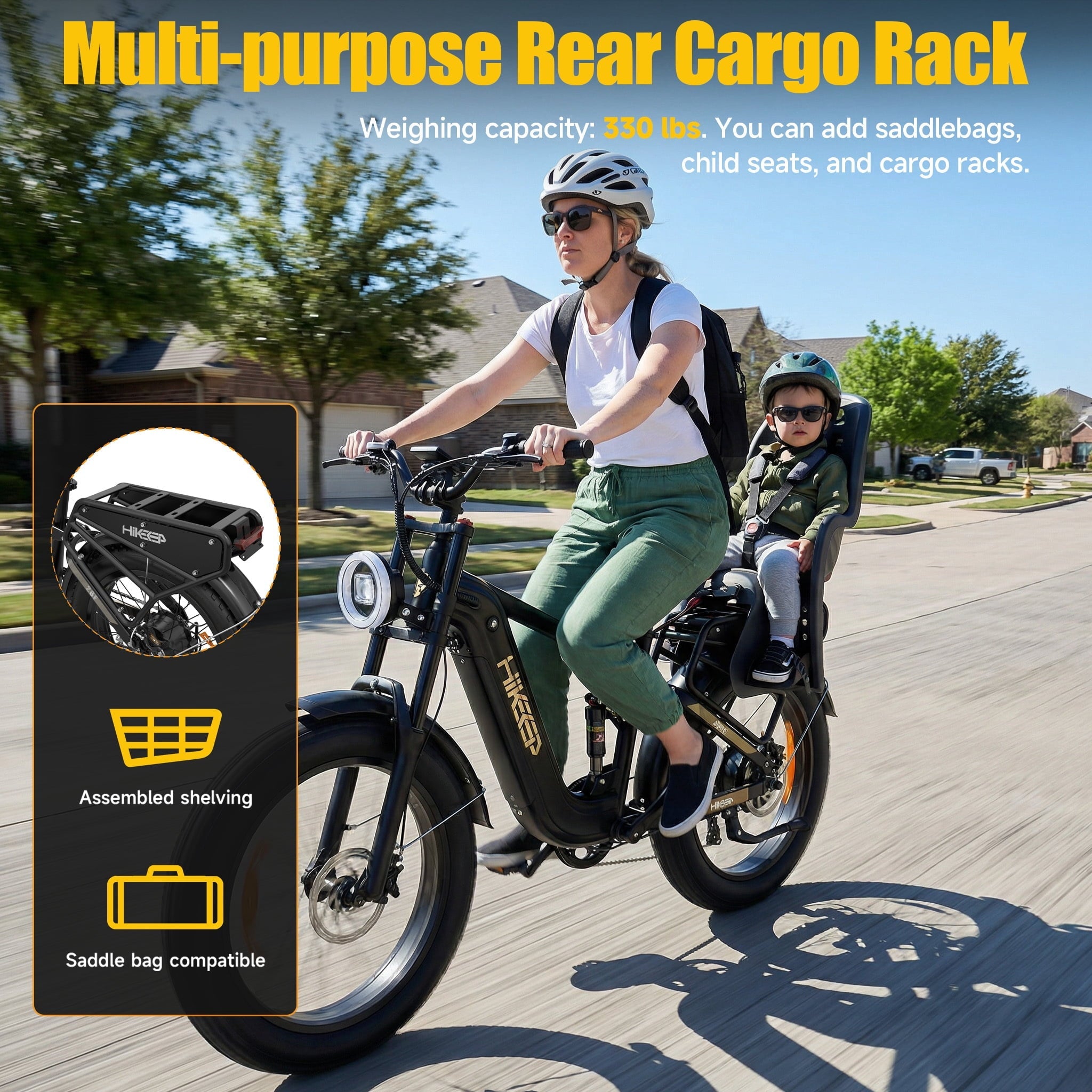 HiKeep Electric Bike for Adults, 2000W 4000W Peak Motor, 48V 25Ah Removable Lithium Battery, 26x4 Fat Tire E-Bike, 7-Speed Shimano, Full Suspension, Rear Rack, UL 2849, Black