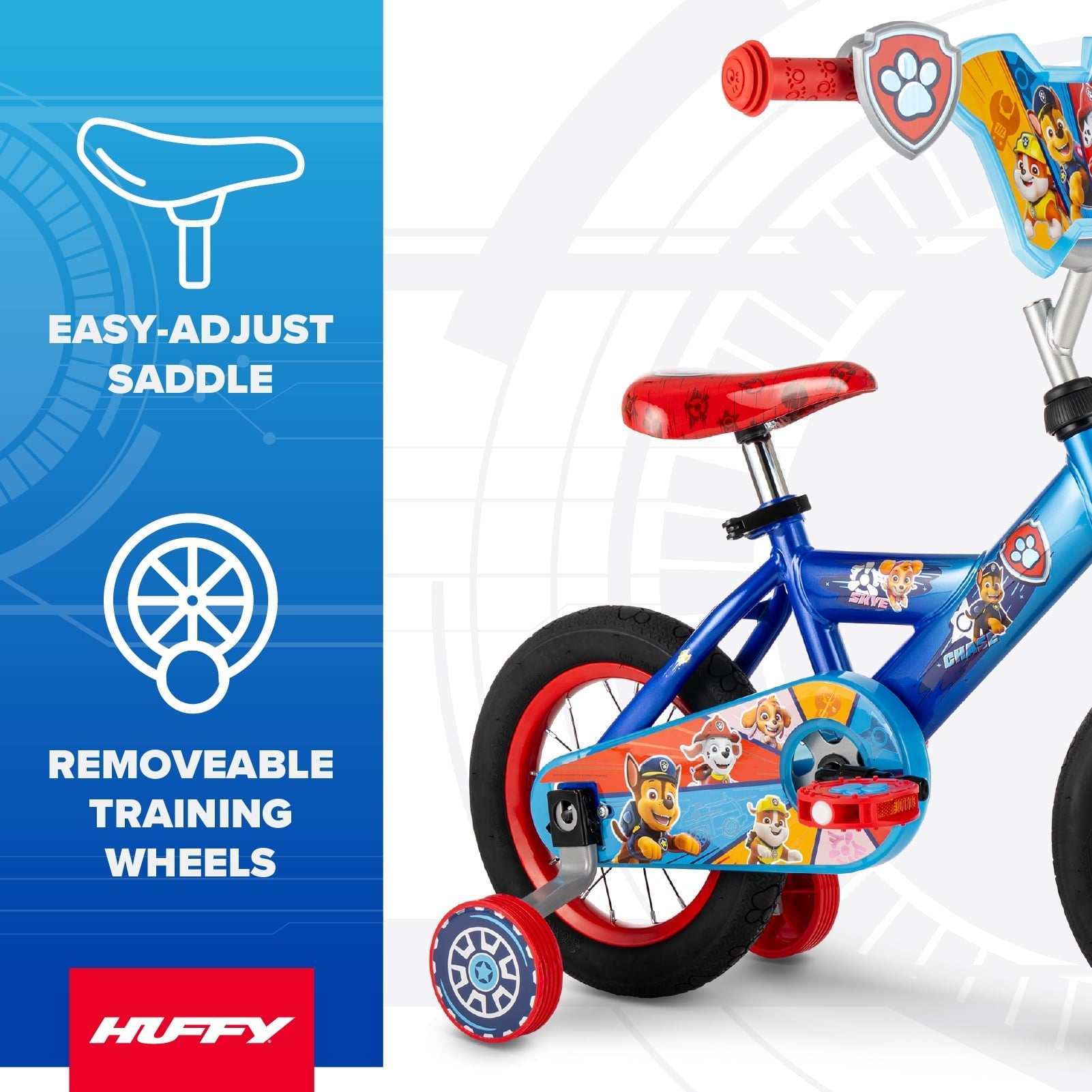 Huffy 12 Paw Patrol Kids' Bike, Fits Riders 37 - 42, Blue, Youth, Boy's