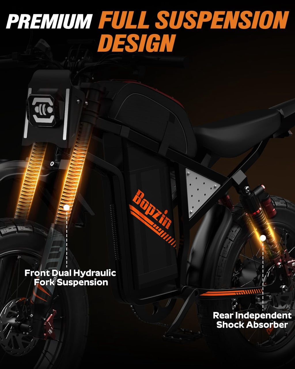3000W Off-Road Electric Motorcycle, 60 Miles Long Range, 48V 30Ah Battery, 14 Fat Tire Trail Bike for Teens UL2849 Certified