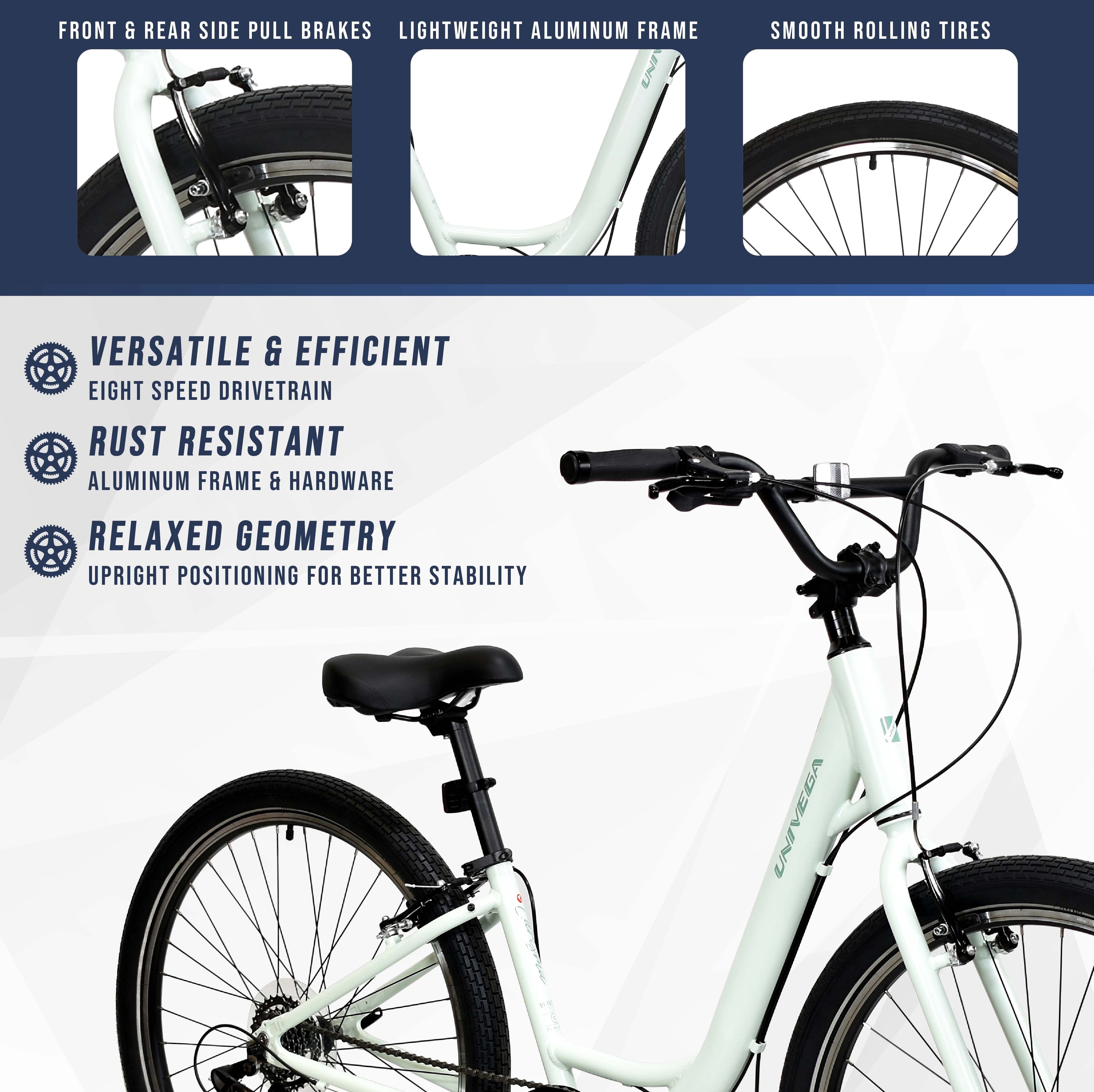 27.5 Univega Carisma Step Thru Comfort Hybrid Adult Bicycle, Fits Rider 5'2 - 5'6, Unisex, Sage Green