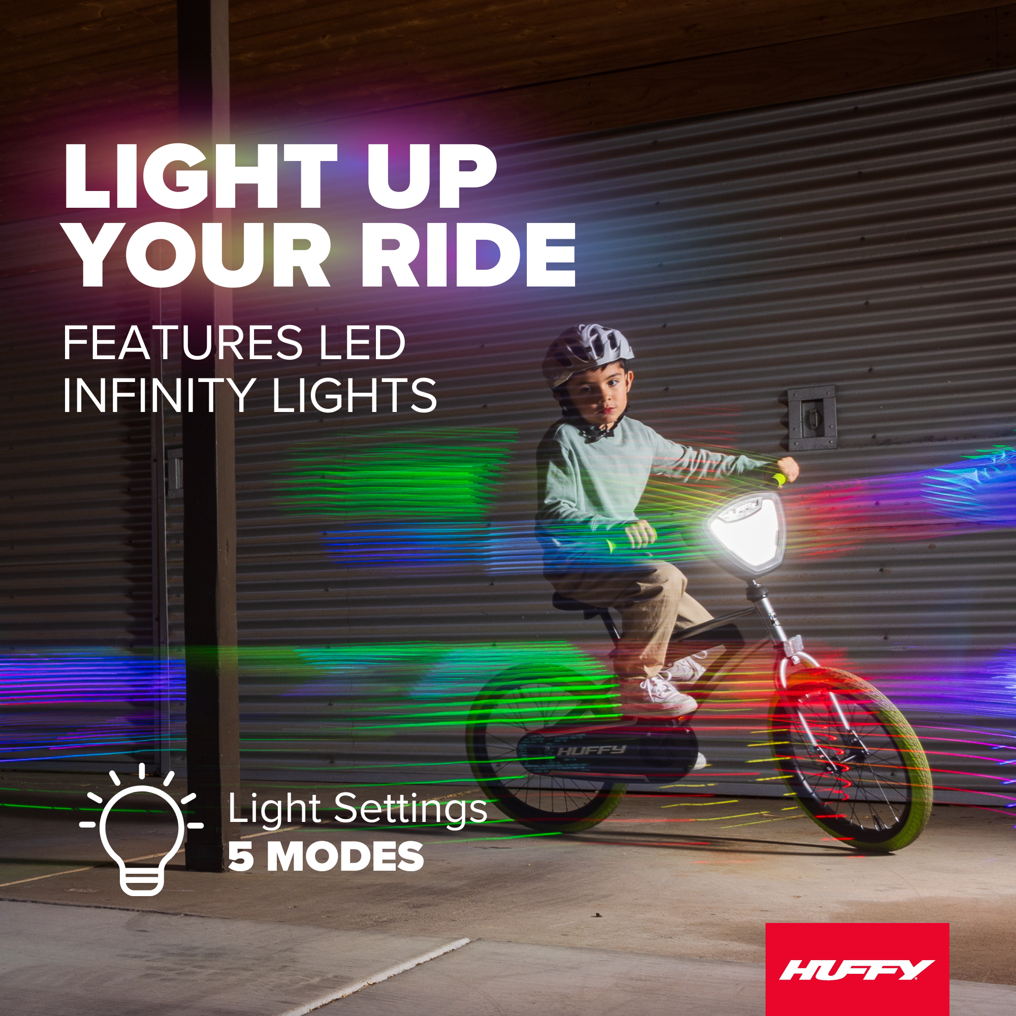 Huffy 18 Electro-Light Kids' Bike, Fits Riders 42 - 49, Grey/Green, Kids, Unisex