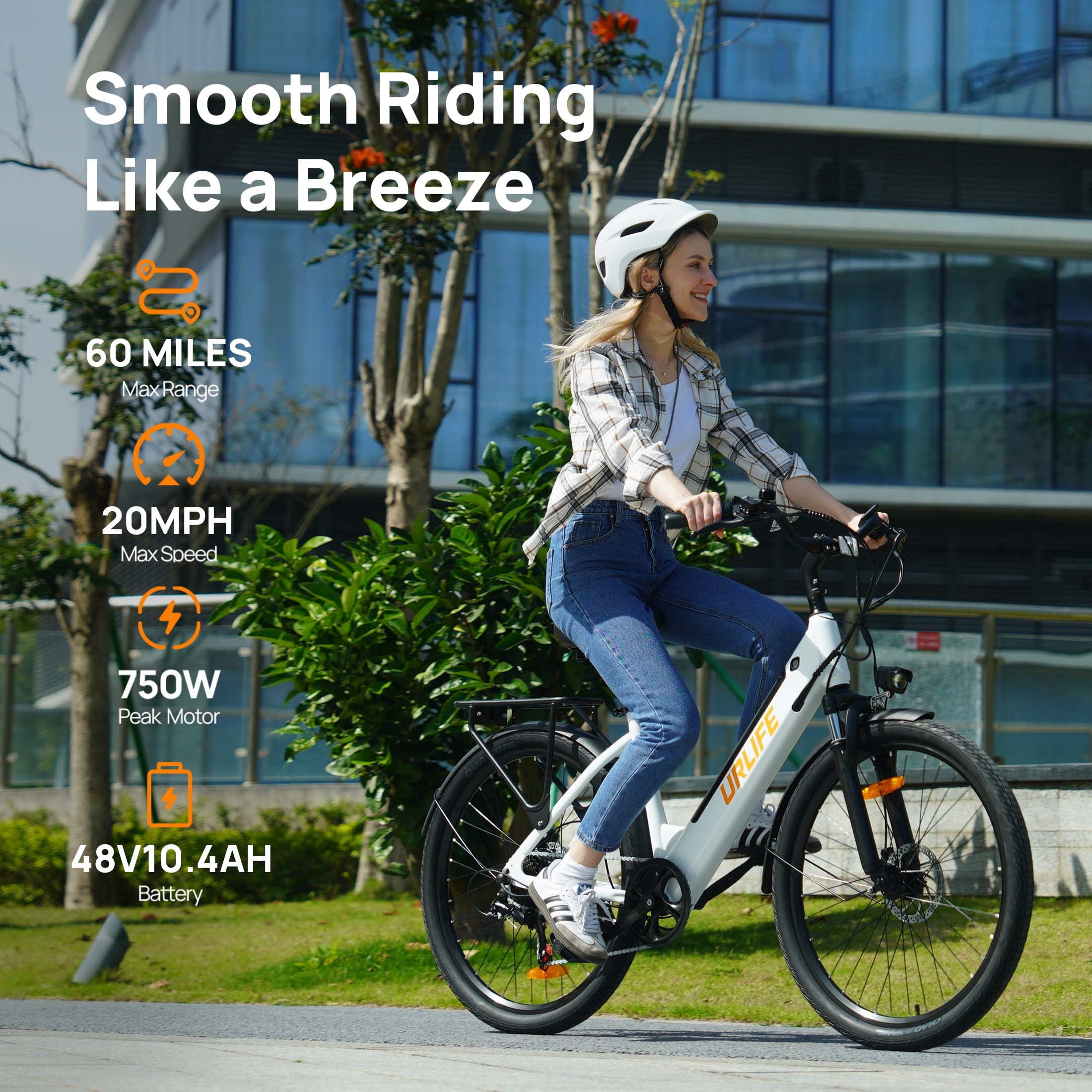 26 Electric Bike for Adults,750W Peak Motor,48V 10.4Ah Removable Battery, 60 Miles Range, 7-Speed City Commuter Ebike,UL2849