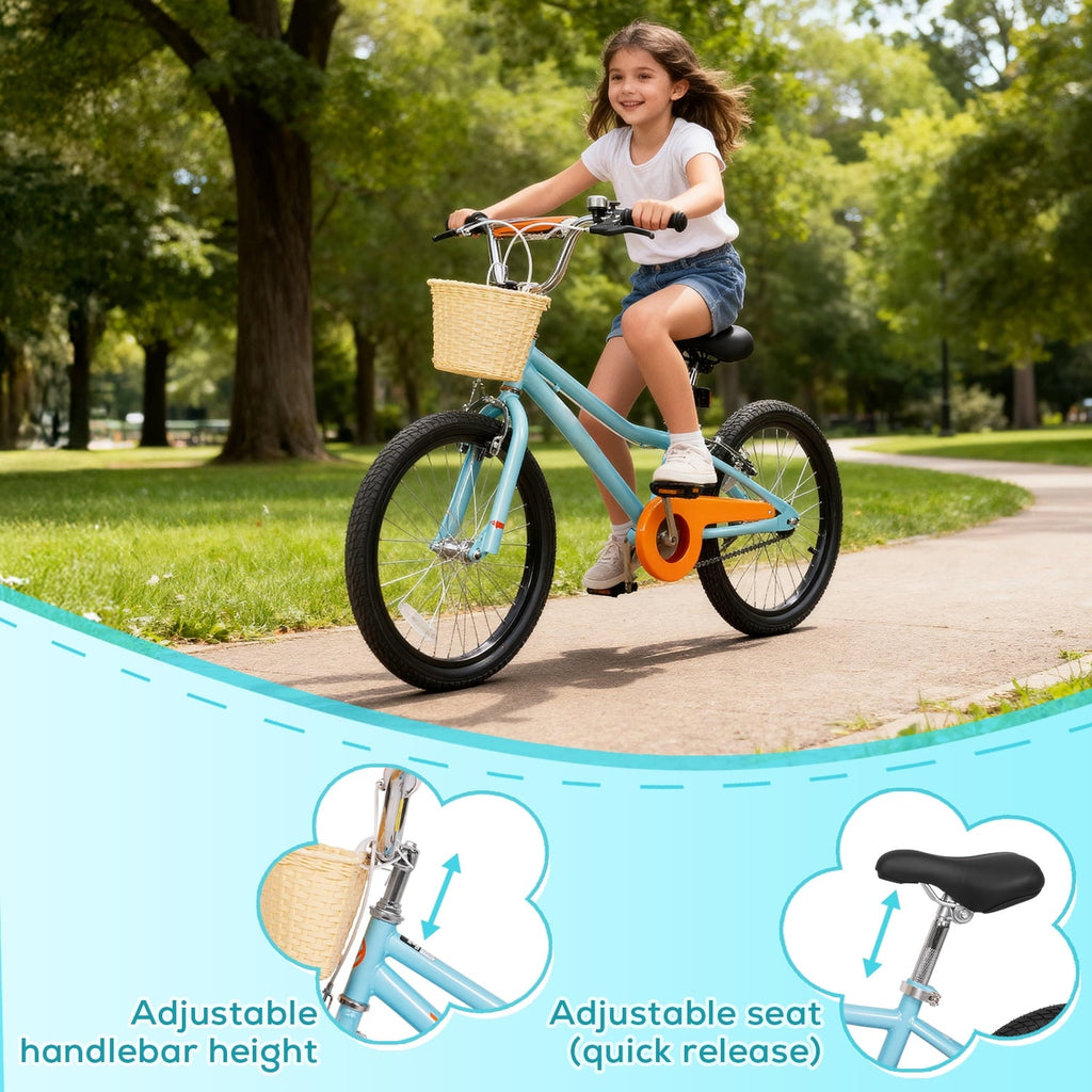 Hykolity 20 Kids Bike Age 6-12 Boy Girl Bicycle Coaster Brake Children Bike For Tween Height 48-62 Teen Sport Outdoor Riding Navy Blue