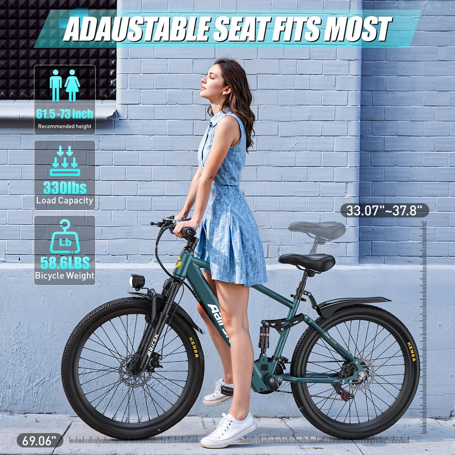 Aairsk 24'' Electric Bike for Adults, 400W E-bicycle, Top Speed 25MPH, 36V 13AH Battery, City Mountain Ebike