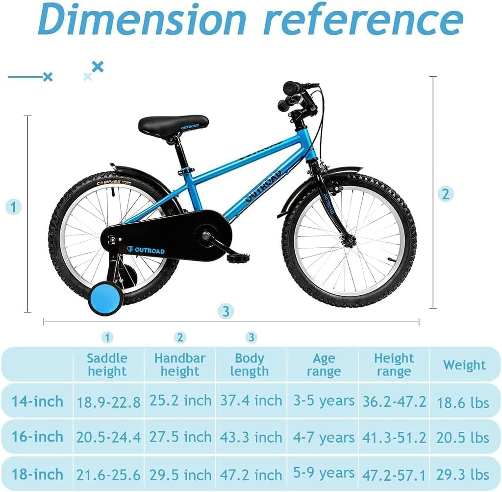Marknig Kids Bike for Boys & Girls, 14 16 18 Inch Children's Bicycle for Ages 3-9 Years with Training Wheels and Adjustable Seat,Blue