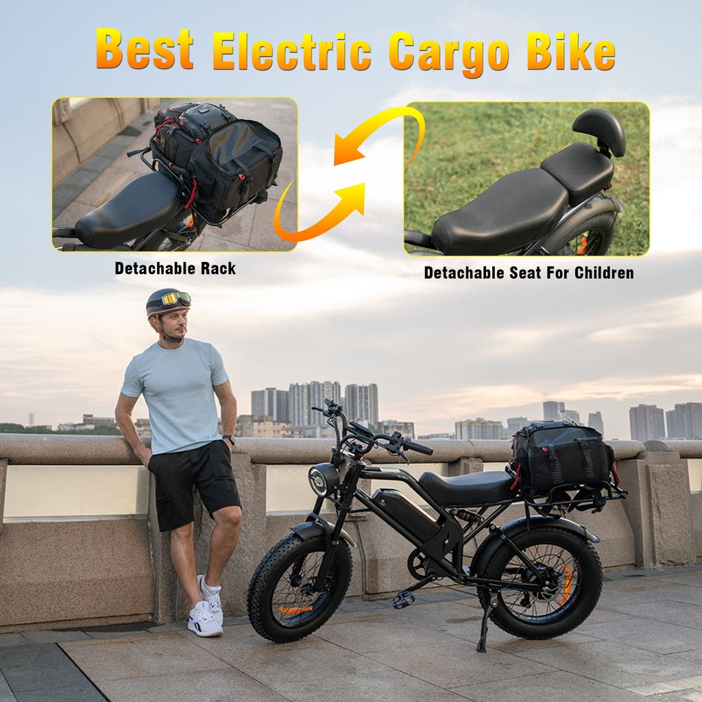 1500W Electric Bike, 20 Fat Tire E-Mountain Bikes, 48V 18Ah 32MPH Ebike for Adults Full Suspension UL2849, All-Terrain E-Bike, Orange