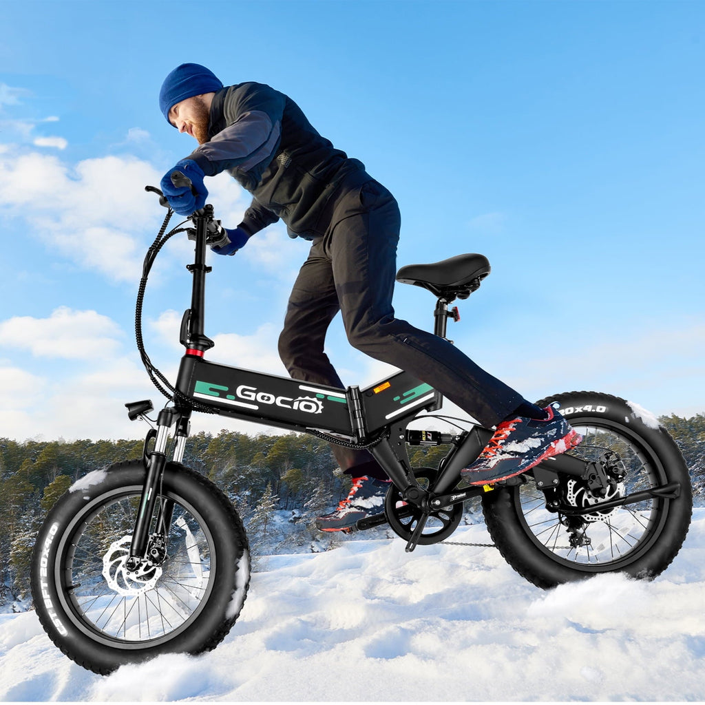 Gocio Foldable Electric Bikes Adult 20x4 Fat Tire Electric Bike, 48V 10.4Ah, 500W Electric Mountain Bike Full Suspension, LCD, Shimano 7 Speed Electric Cruiser Bicycle UL2849 Certified