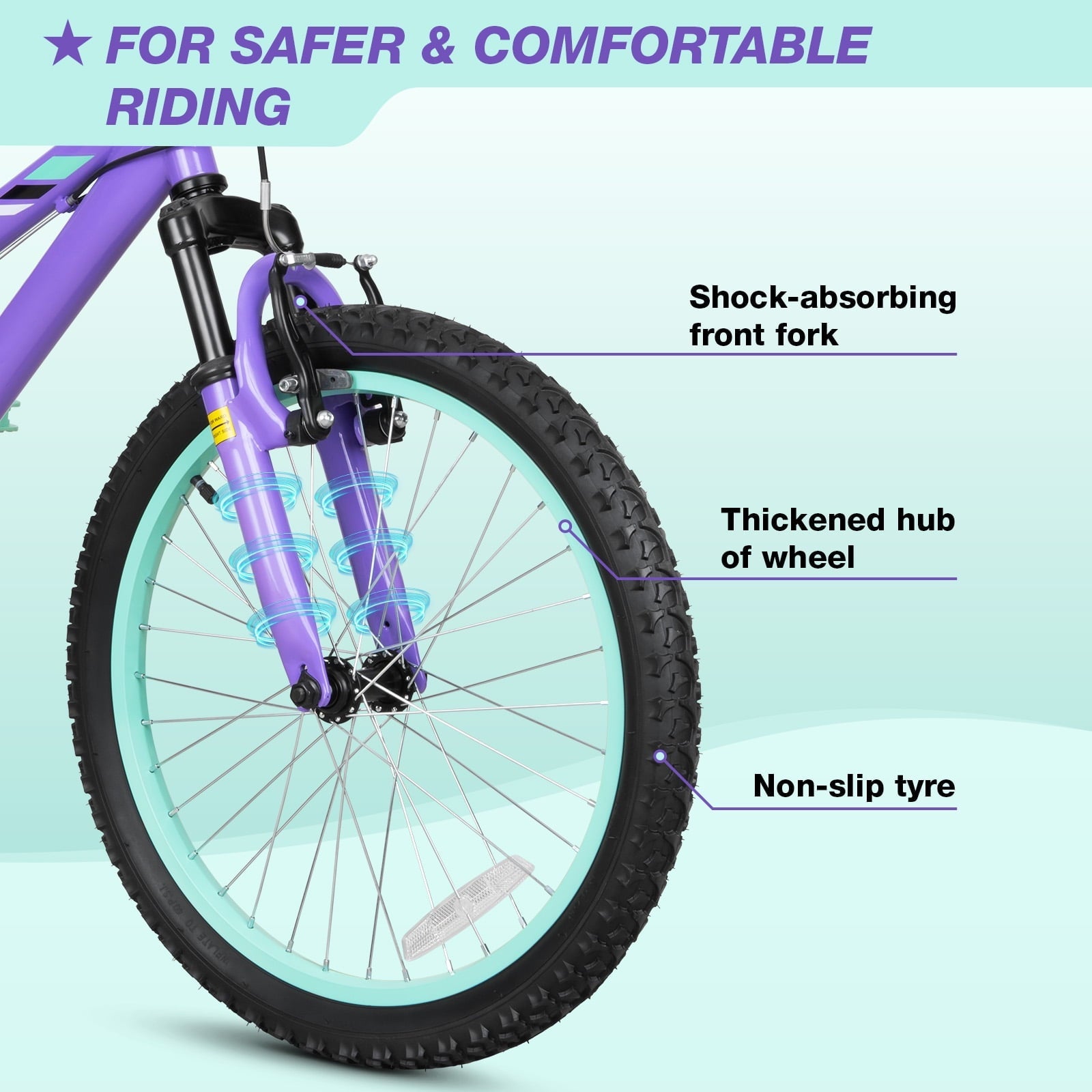 Hykolity 20 inch Kids Mountain Bike, 6 Speed Kid Bicycle Age 6-11 Year Old with Front Suspension Fork, Adjustable Seat Height, Pink