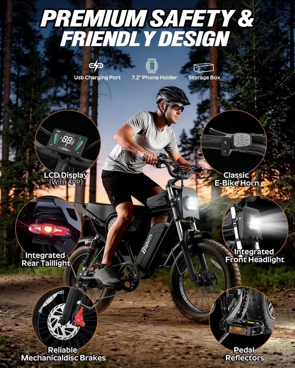 Peak 1500W Electric Bike for Adults,48V 20Ah,Max 80miles & 28mph Electric Bicycle, 20 Fat Tire Full Suspension Mountain Bike UL2849