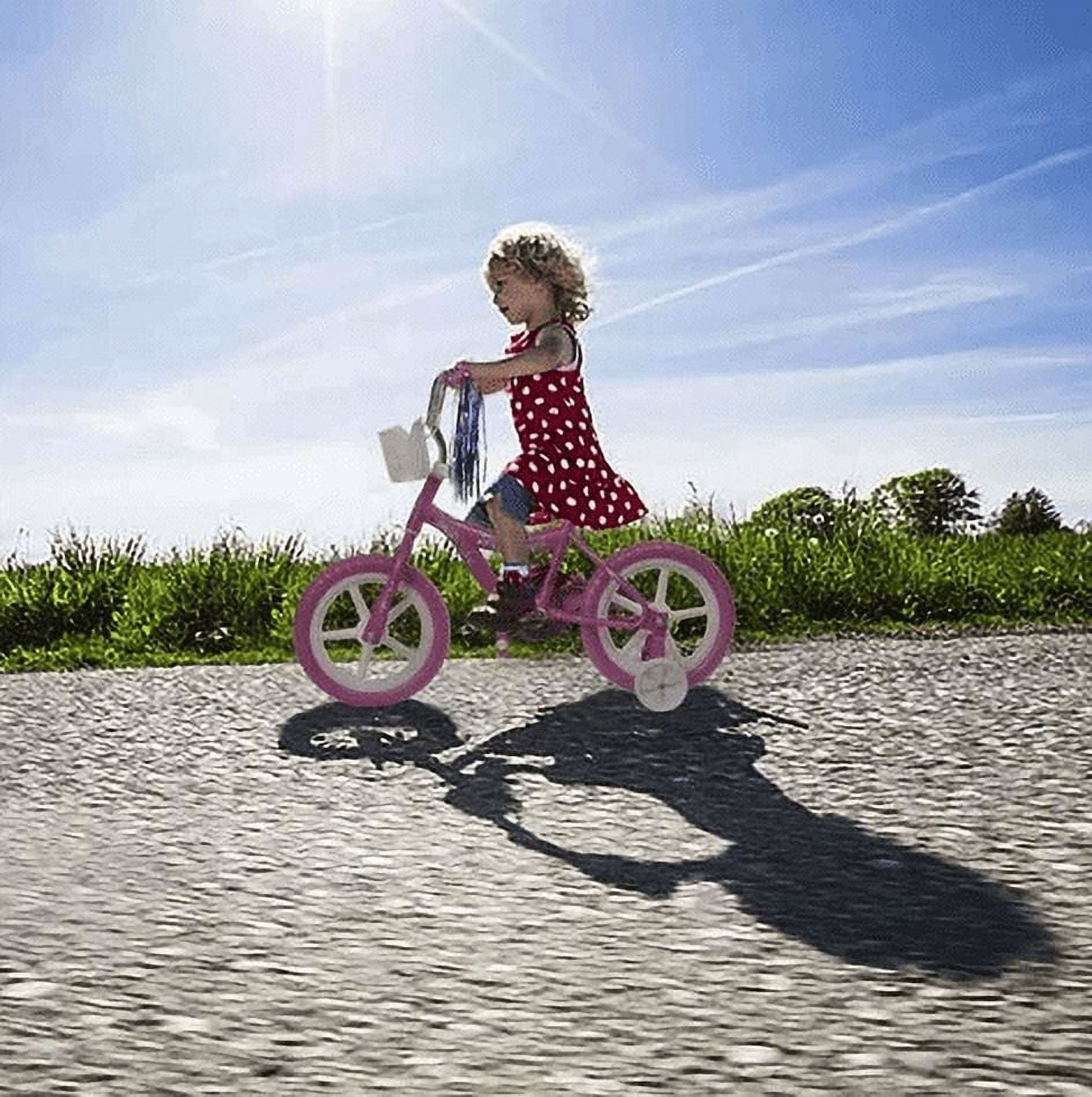 USToyOutlet 12 Kid's Beginner Bicycle for 2-4 Years Old Boys' and Girls' Bike Foam Tire for Indoor Use No Brake + Doll Seat - Pink