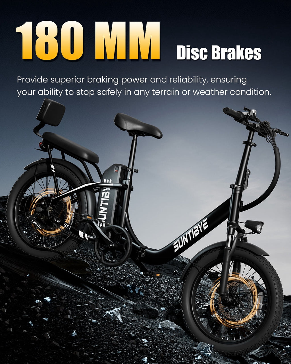 SUNTIBYE SE1 Folding Electric Bike for Adults, 1000W Motor, 28MPH, 48V 15Ah Battery, 20 Fat Tire E-Mountain Bike, UL2849, Black