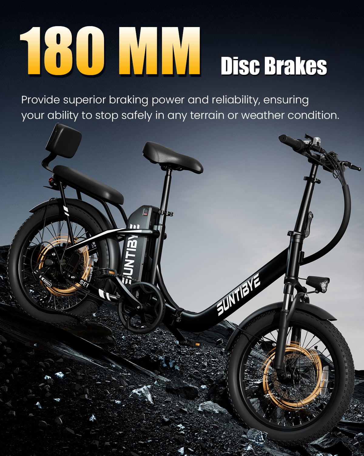 SUNTIBYE SE1 Folding Electric Bike for Adults, 1000W Motor, 28MPH, 48V 15Ah Battery, 20 Fat Tire E-Mountain Bike, UL2849, Black