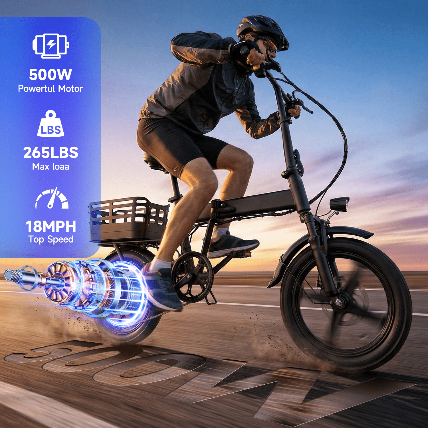 BroPath Electric Bike for Adults, Ebike, Electric Bicycle with 576WH Battery,14 Folding Ebike for Teens, 20MPH,20+ Miles(MAX),500W Motor,Multi-Shock Absorption,Mini E Bikes with Baskets,UL2849