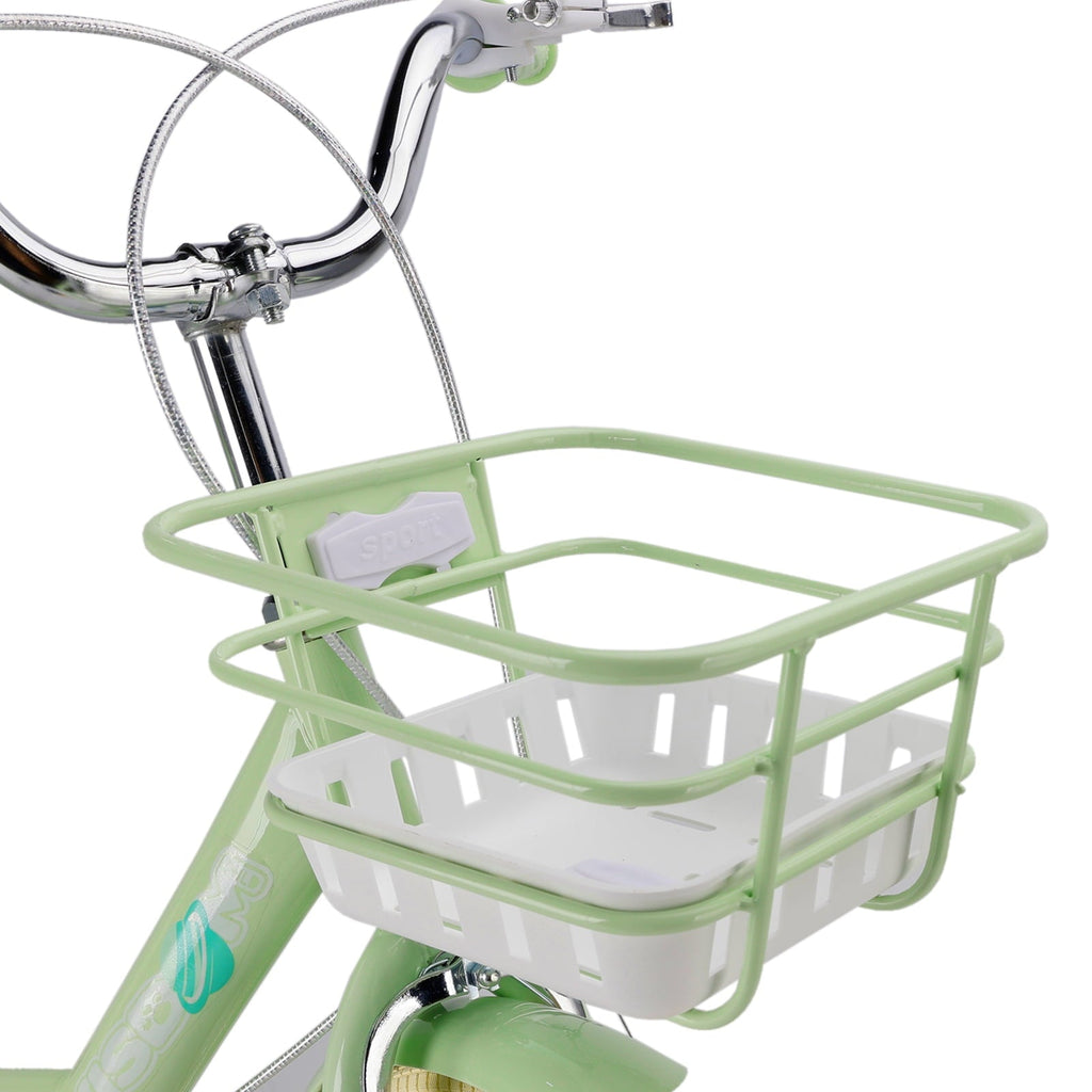 16/18 Inch Bike Kids Bicycle with Basket, Girls Bikes Ages 5-10, Kids Bicycles with Front and Rear Brakes, Kid Bike with Training Wheels, Kickstand, Rear Seat