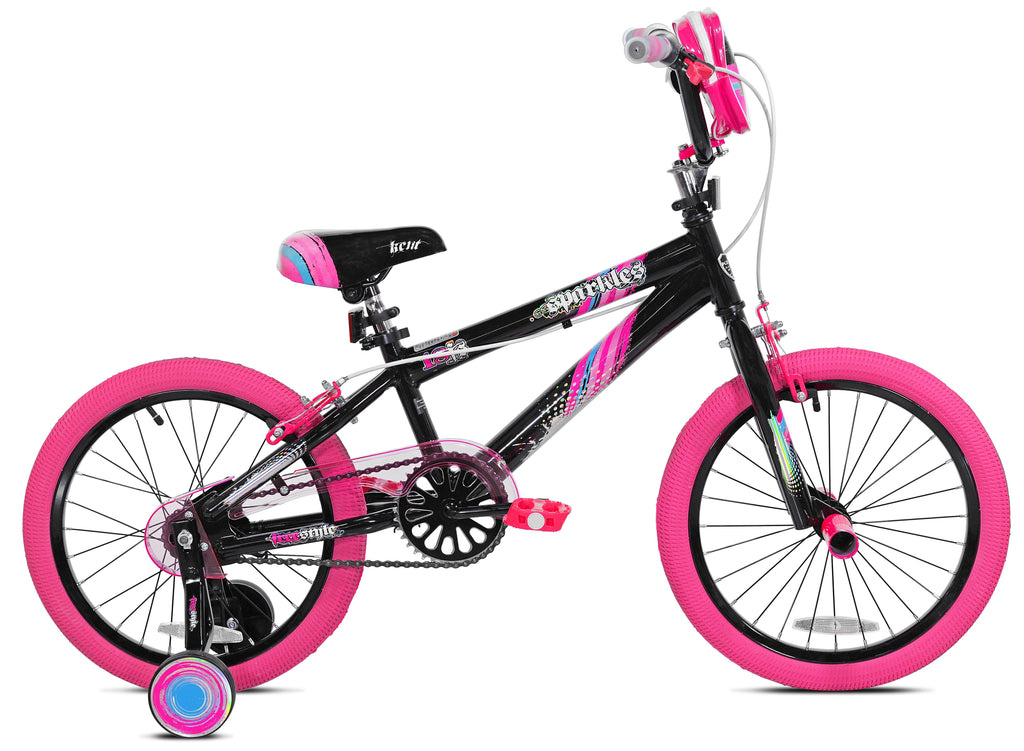 Kent Bicycles Sparkles Girls' 18 Kids Bicycle, Black and Pink