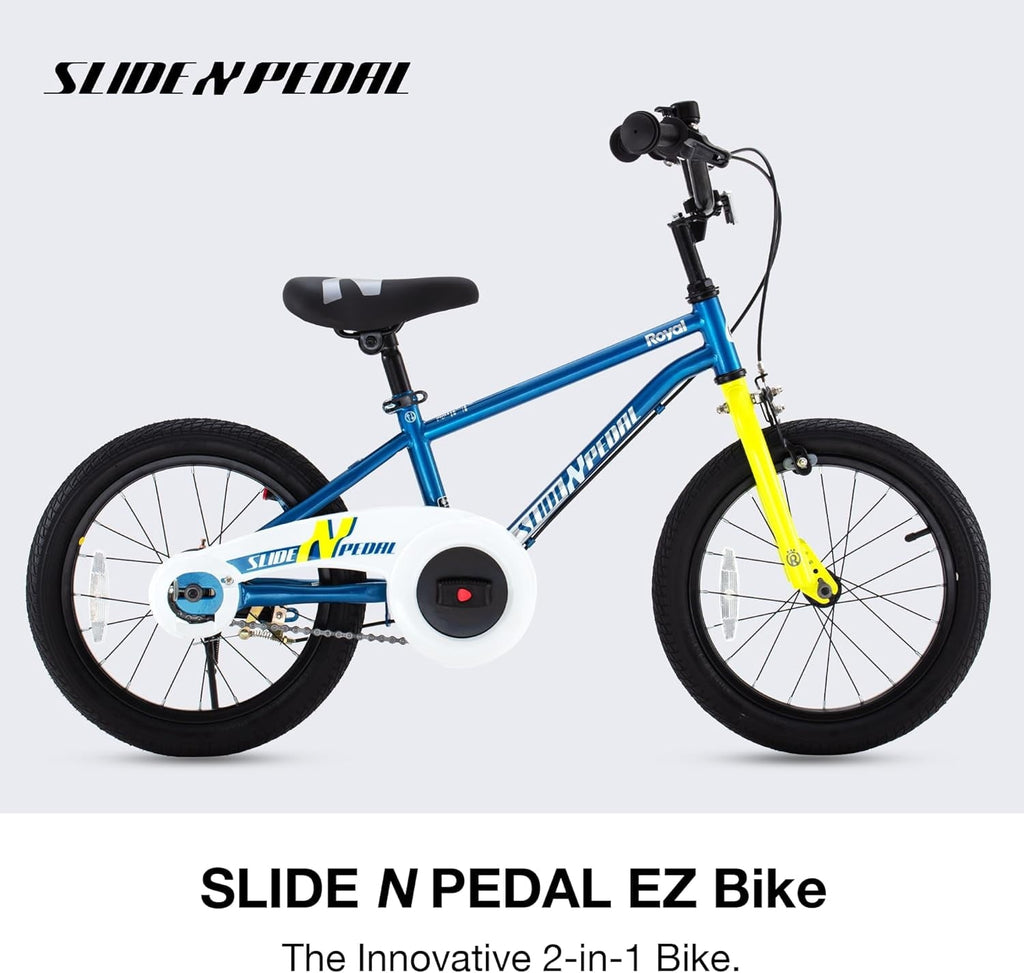Christmas Gift Slide and Pedal 18in Kids Bike EZ Balance Pedal Switchable Bicycle, 18 Inch, Blue