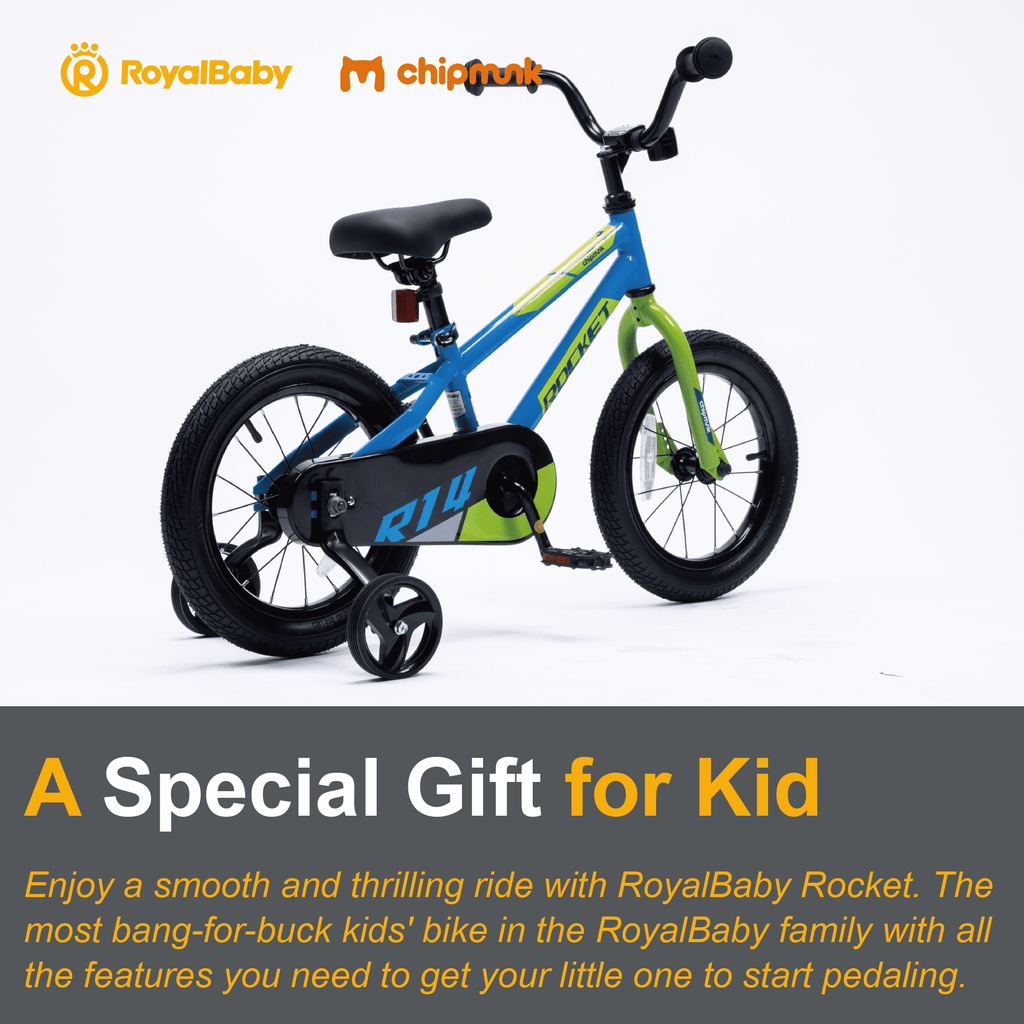 RoyalBaby Rocket Kids 14-Inch BMX Training Wheel Bicycle,Blue