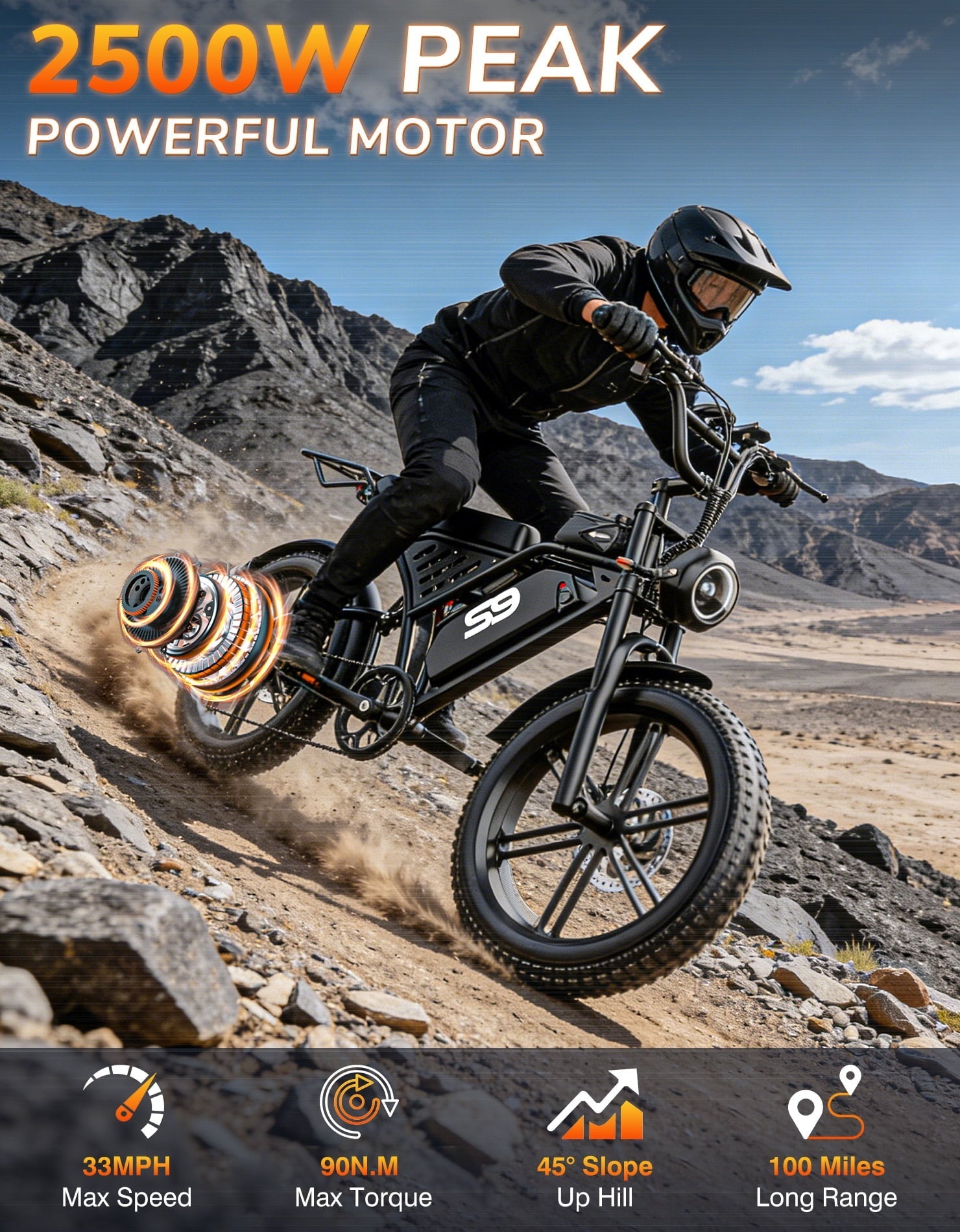 Pikabike Adult Mountain E-Bike, 1800W Peak Brushless Motor, 30 MPH Max Off-Road Speed, 48V 20Ah 960Wh Removable Battery, UL2849 Certified, 20×4 All-Terrain Fat Tire Electric Mountain Bike