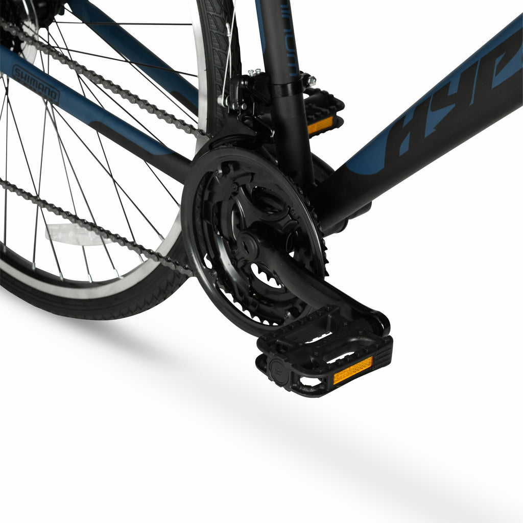 Hyper Bicycles 700c Men's Spin Fit Hybrid Bike, Adults Ages 14+, Black/Blue