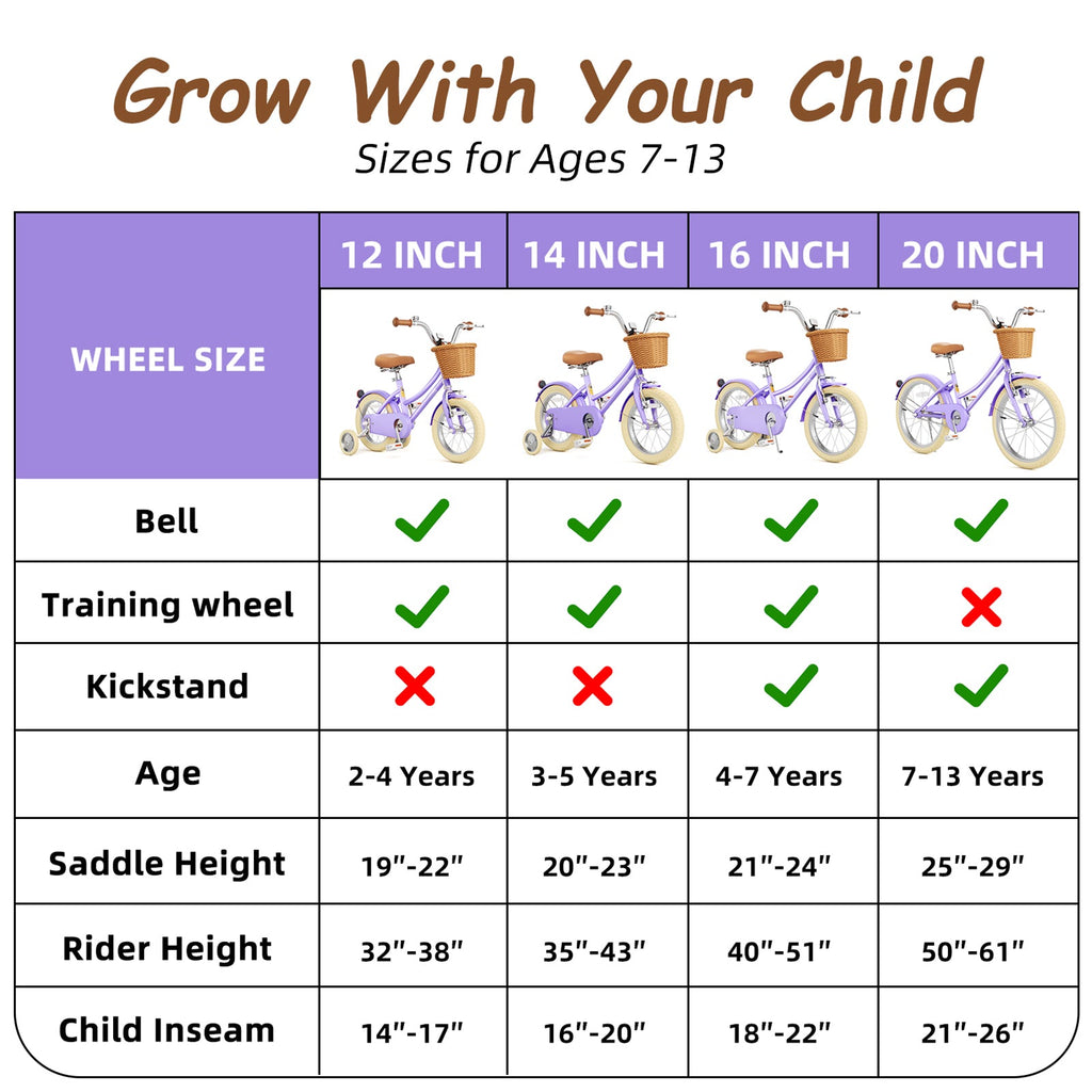 XJD 20 Inch Girls Bike for 6-12 Years Old Toddlers and Kids, Kid's Bicycle with Basket, Kid's Bike with Kickstand & Adjustable Seat Handlebar Height