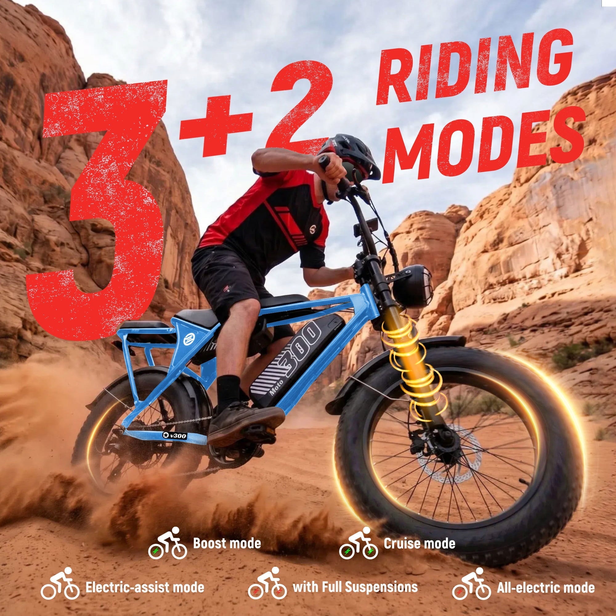 ESKUTE V300D Ebike for Adults, Up to 30MPH Electric Bicycle, Peak 1500W Motor, 48V 41.6AH Removable Battery, 20 x 4.0 Fat Tire E-Bike, Full Suspension, 7-Speed for All Terrain Purple, UL2849