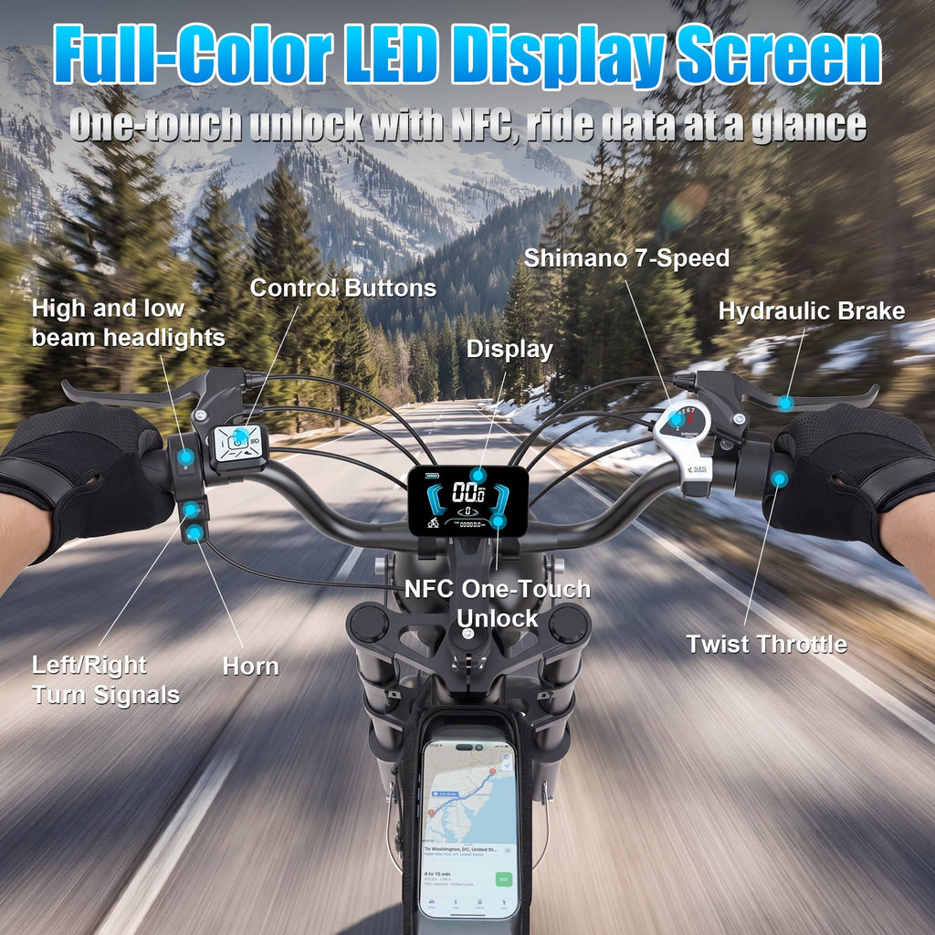 Moveloop 1500W Peak Electric Bikes for Adults, 20 Fat Tire Ebike, 31MPH & 70 Miles Range, 48V 15.6Ah Removable Battery, Full Suspension and 7-Speed, UL 2849