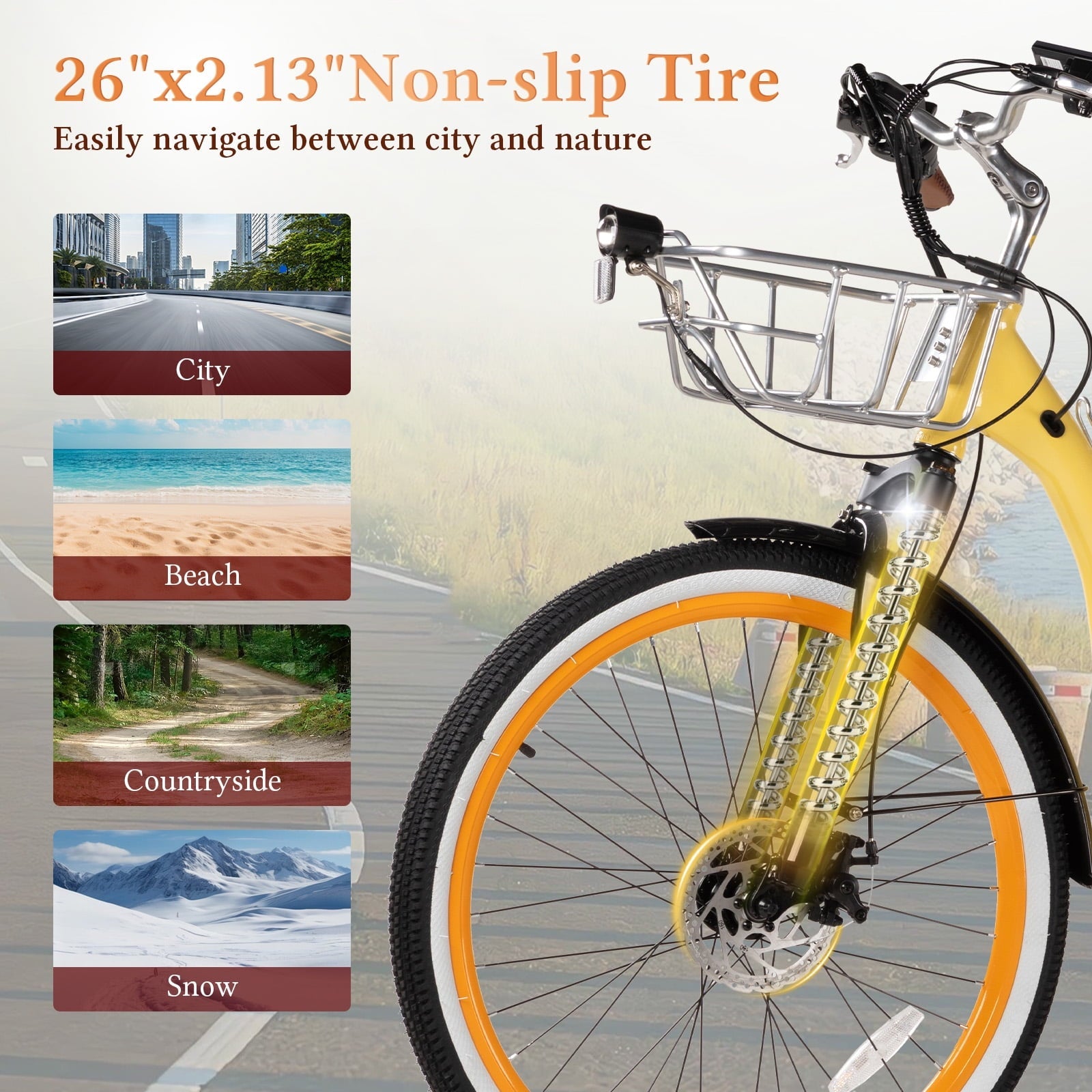 26 Inch Cruiser Electric Bike, E-Bike for Adults with 48V 15.6AH Removable Battery, Step Through Ebike for Women Men UL2849- Blue
