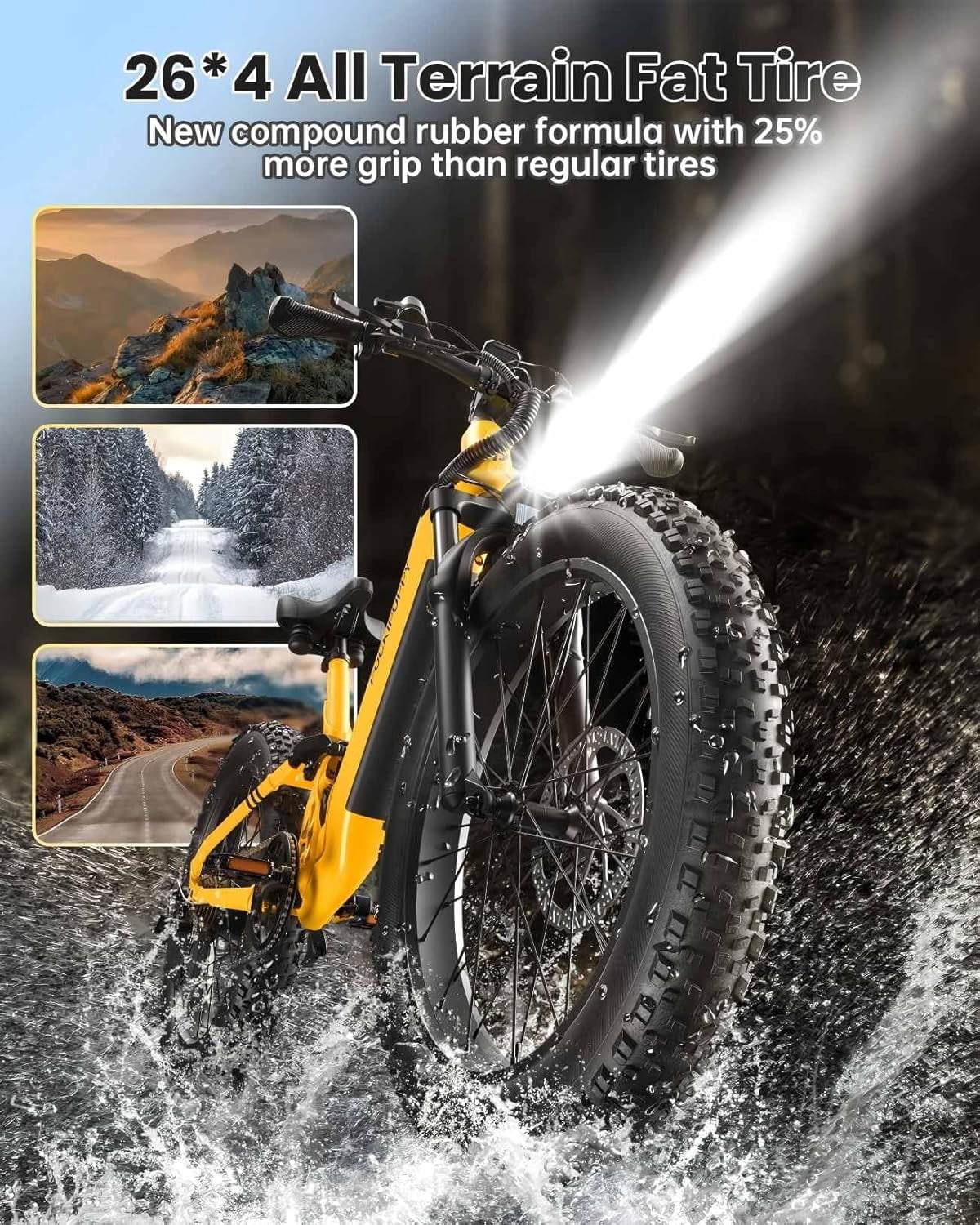 PUCKIPUPPY Electric Bikes for Adults 26 Step-Thru Ebikes 960W Peak Motor 80Miles Range 28mph Max Speed 48V 20AH Battery Full Suspension Fat Tire Mountain E Bike 7 Speed, Comply with UL2849 By SGS