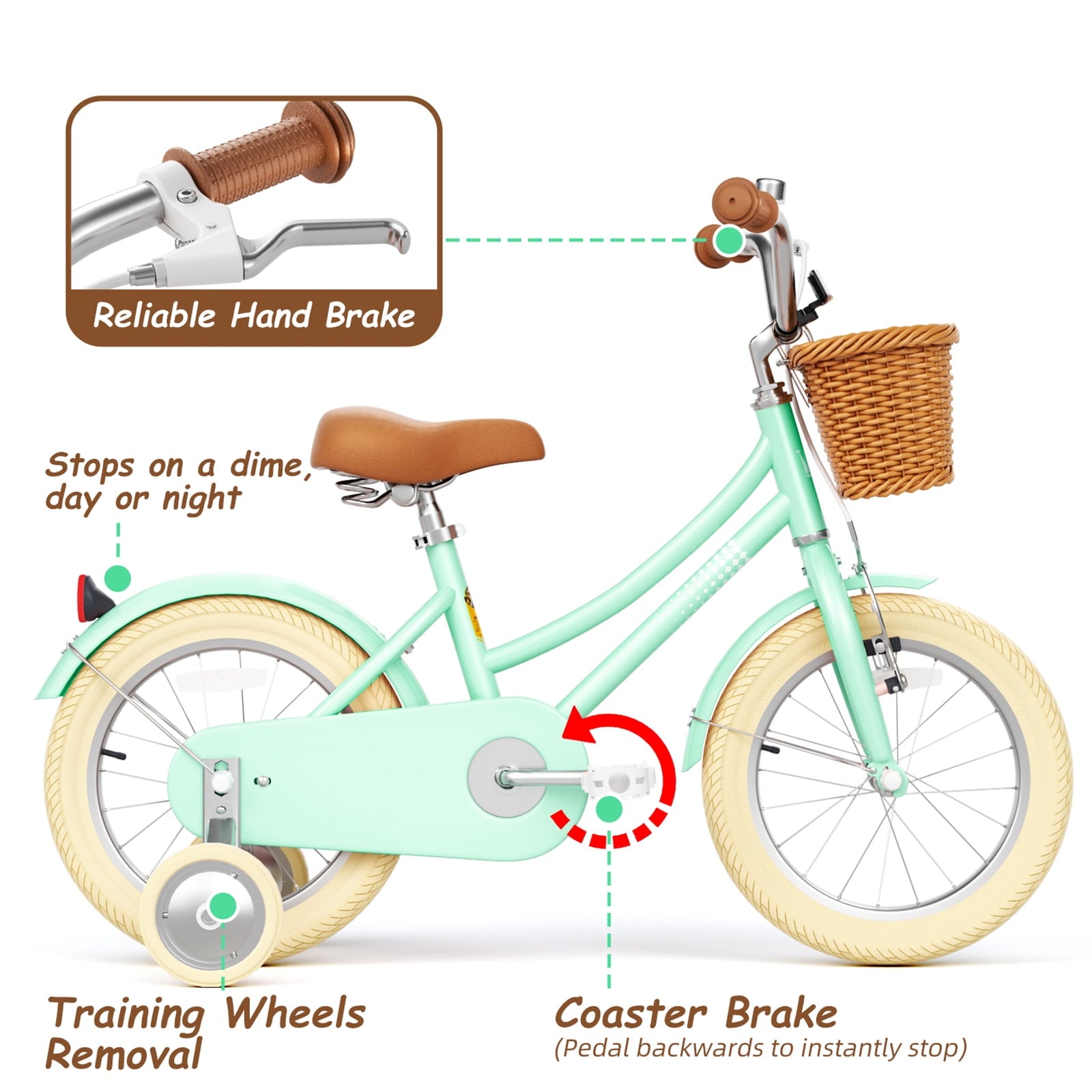 XJD 20 Inch Girls Bike for 6-12 Years Old Toddlers and Kids, Kid's Bicycle with Basket, Kid's Bike with Kickstand & Adjustable Seat Handlebar Height