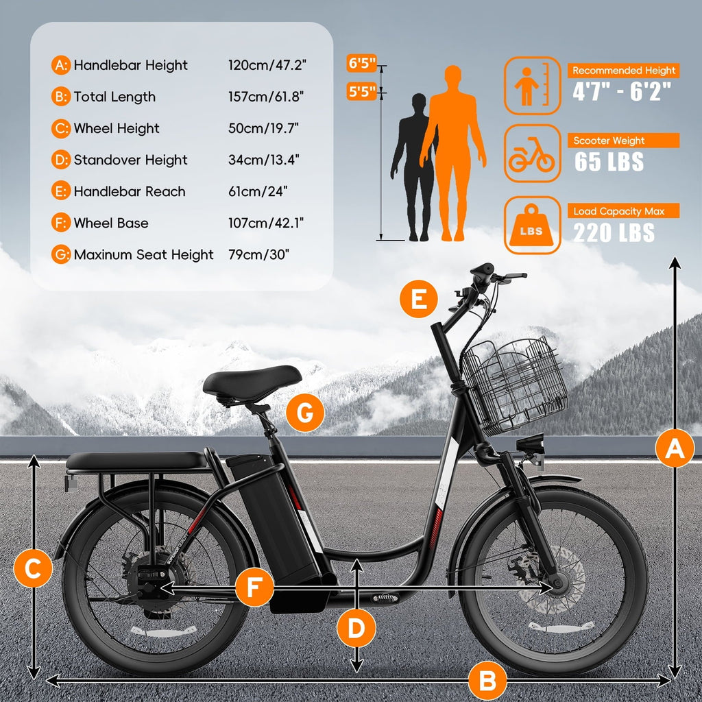 SANOPY 500W Electric Bike for Adults,48V Removable Battery,20 Mile Range&20MPH Max Speed,Electric Scooter with Seat,Commuter E-scooter for Adults and Teens,Gray,UL2272